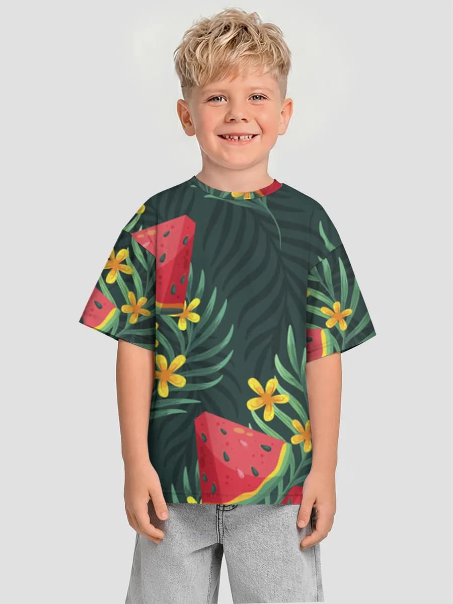 Boys' oversized cotton T-shirt