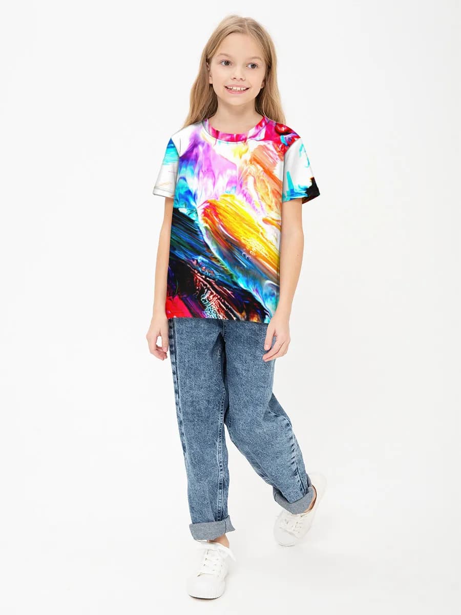 Girls' basic cotton T-shirt