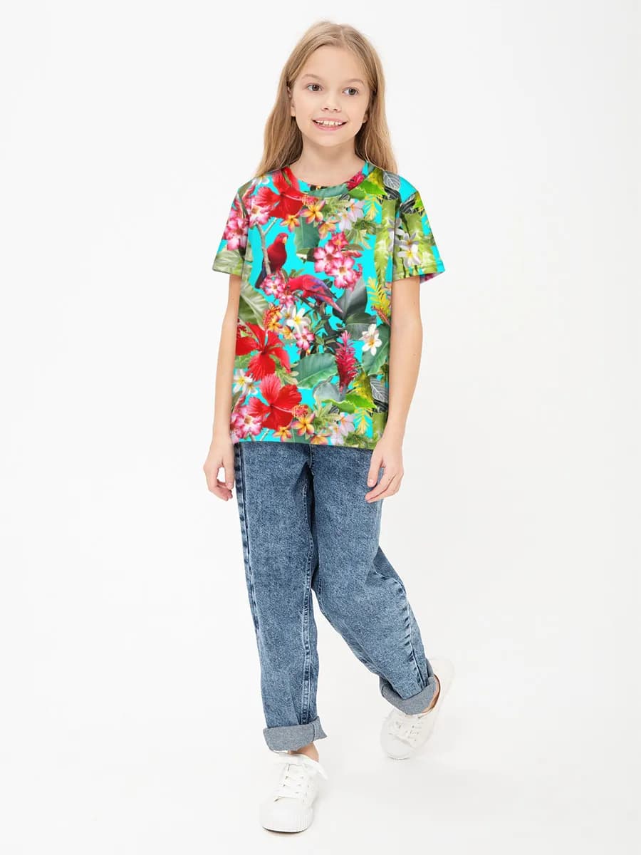Girls' basic cotton T-shirt