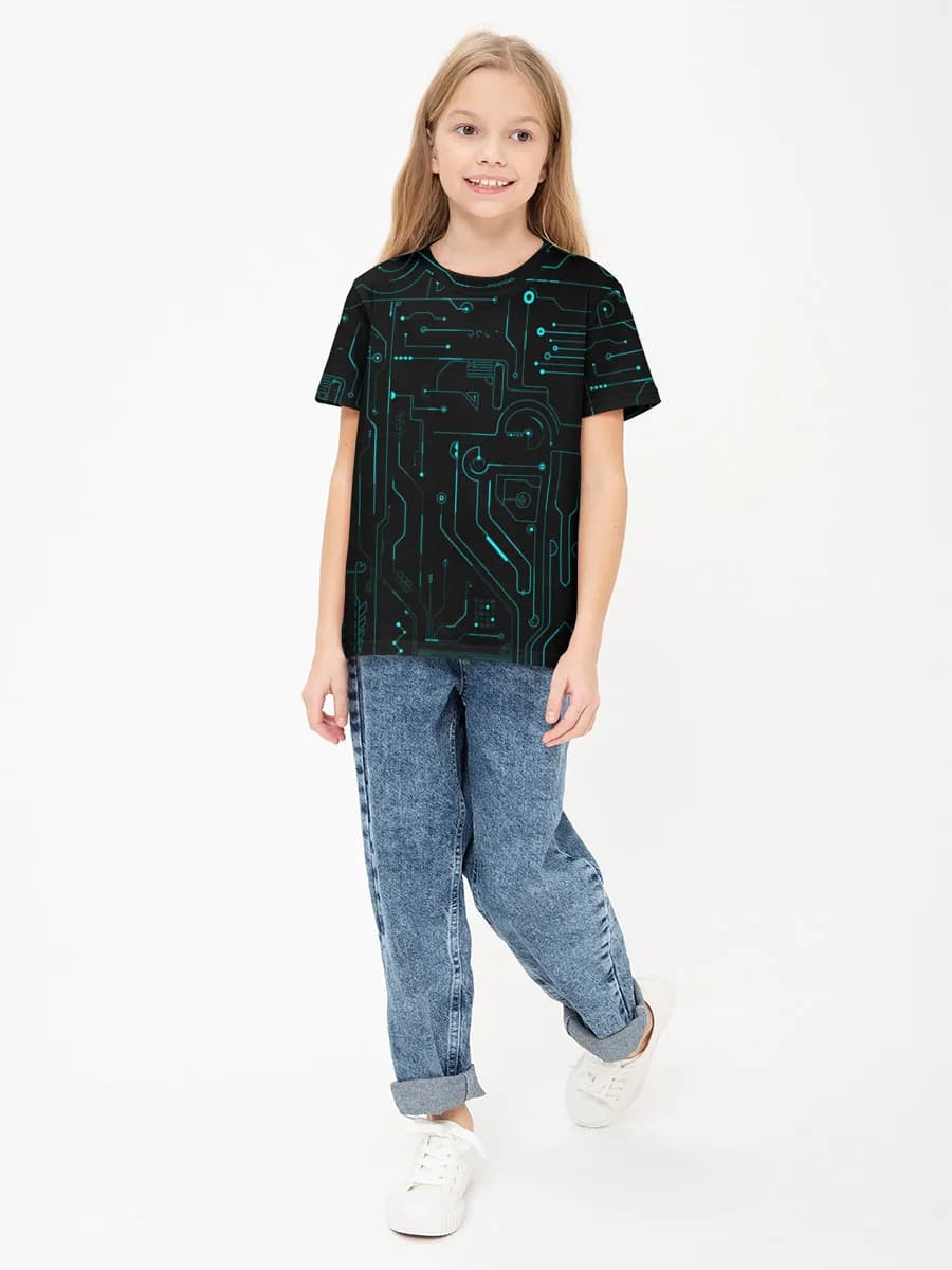 Girls' basic cotton T-shirt