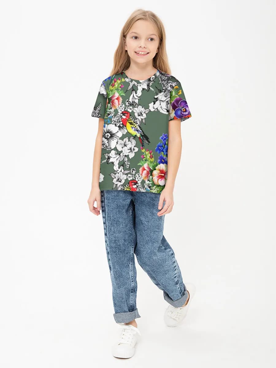 Girls' basic cotton T-shirt