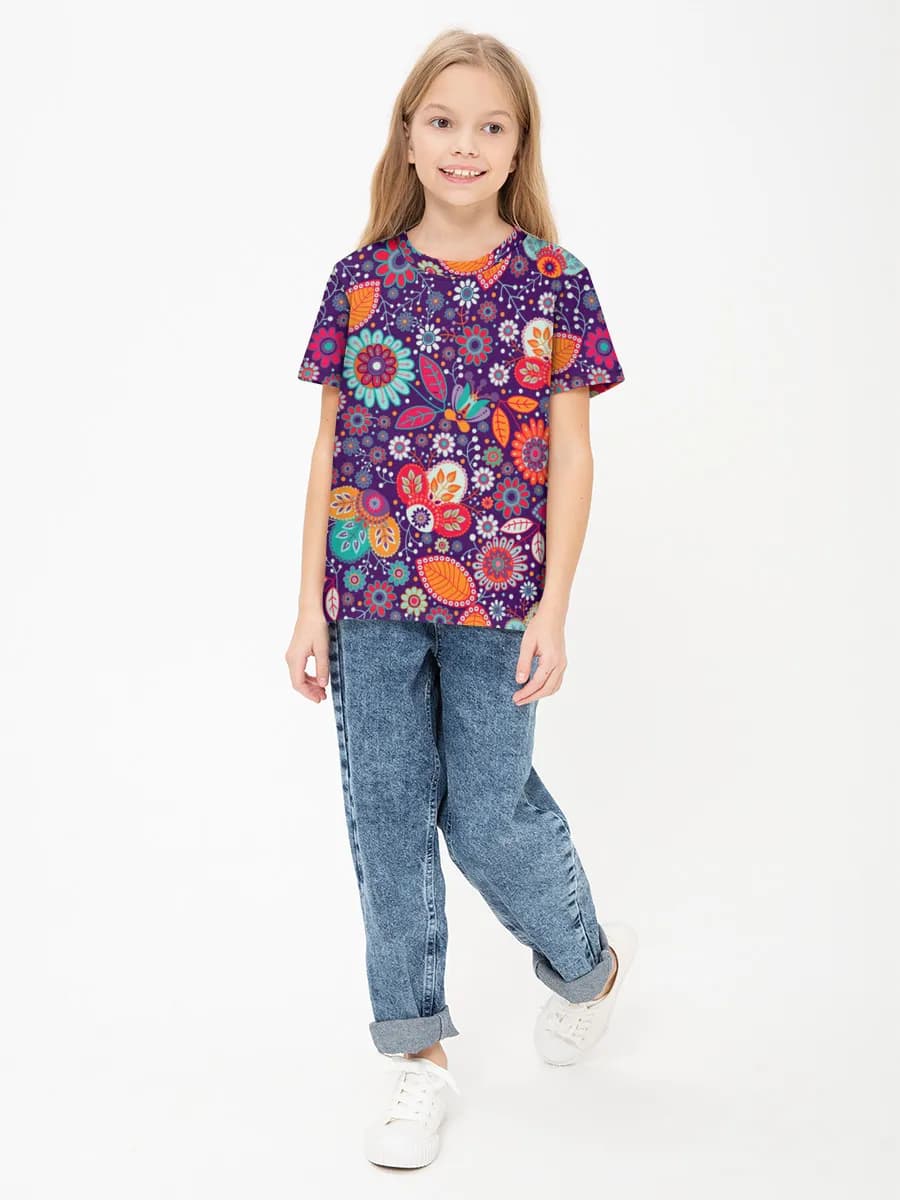 Girls' basic cotton T-shirt