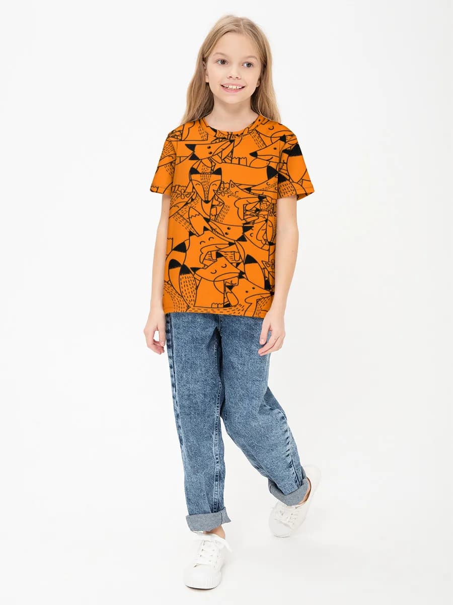 Girls' basic cotton T-shirt