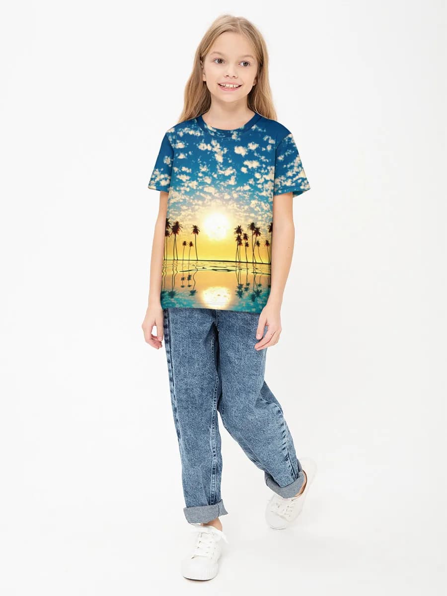 Girls' basic cotton T-shirt