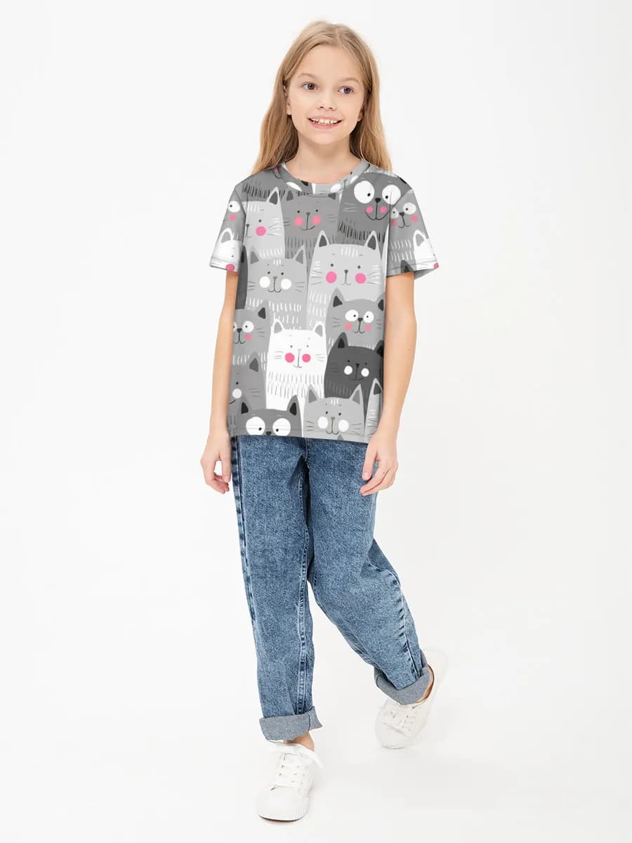 Girls' basic cotton T-shirt