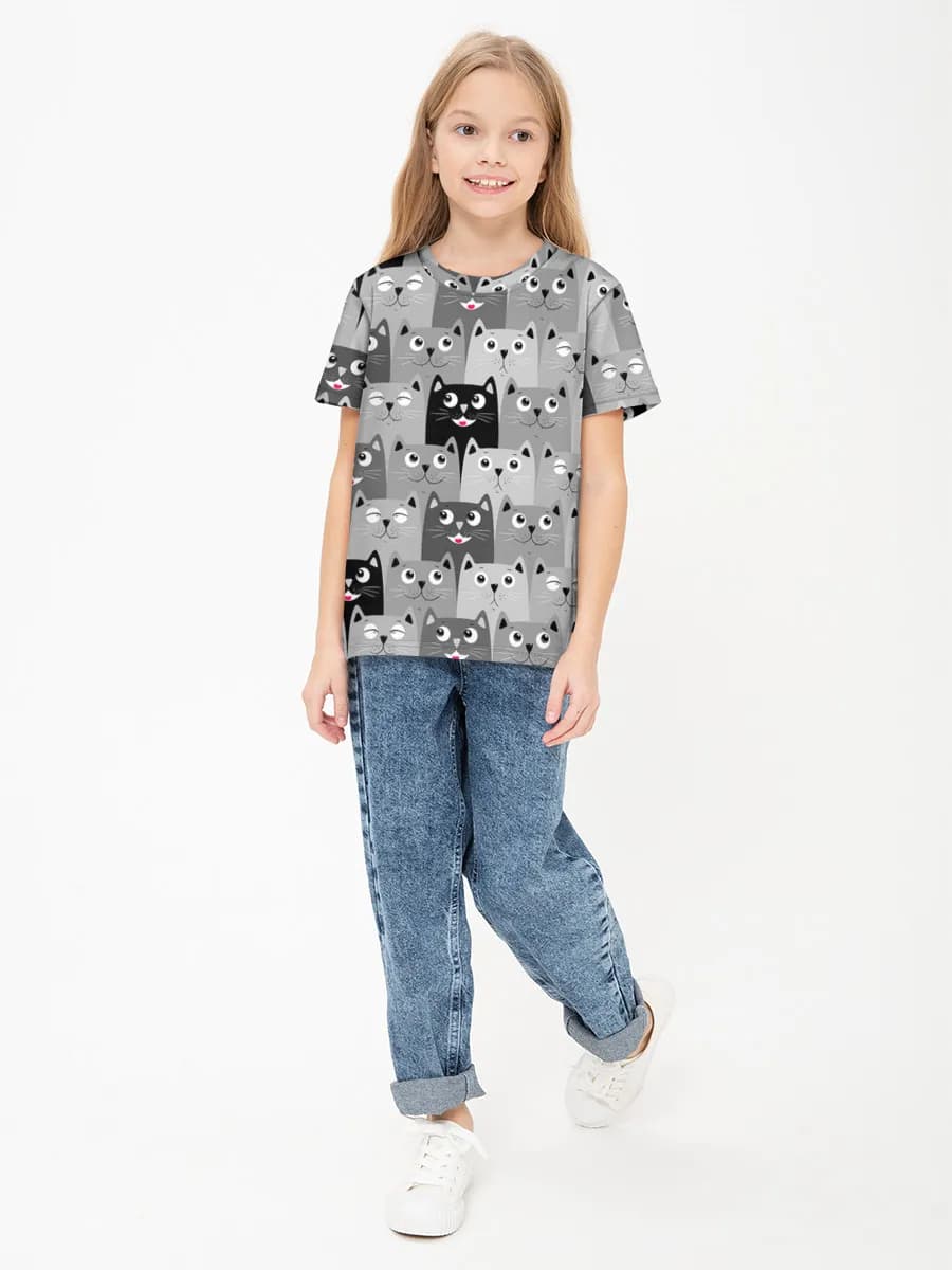Girls' basic cotton T-shirt