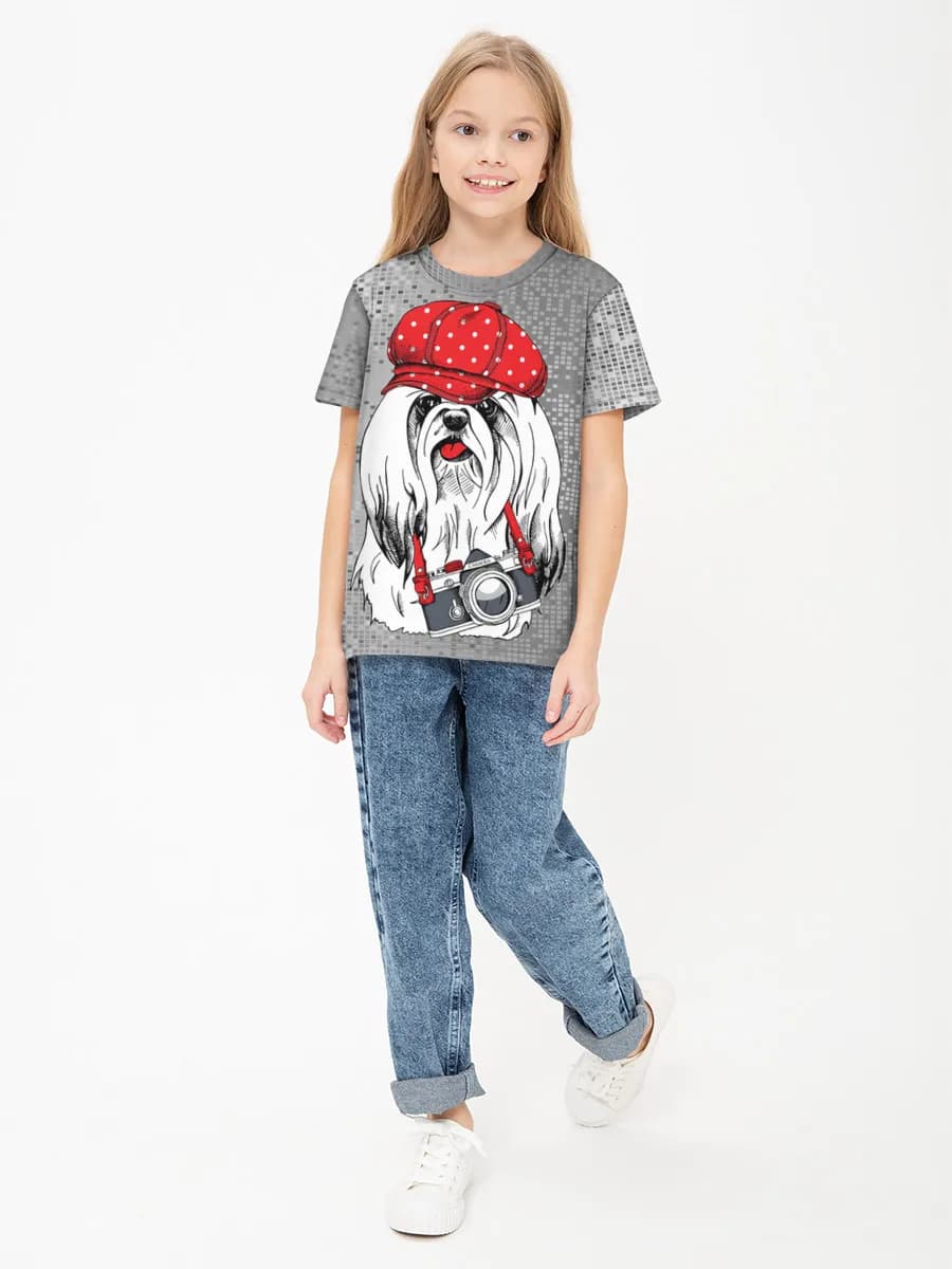 Girls' basic cotton T-shirt