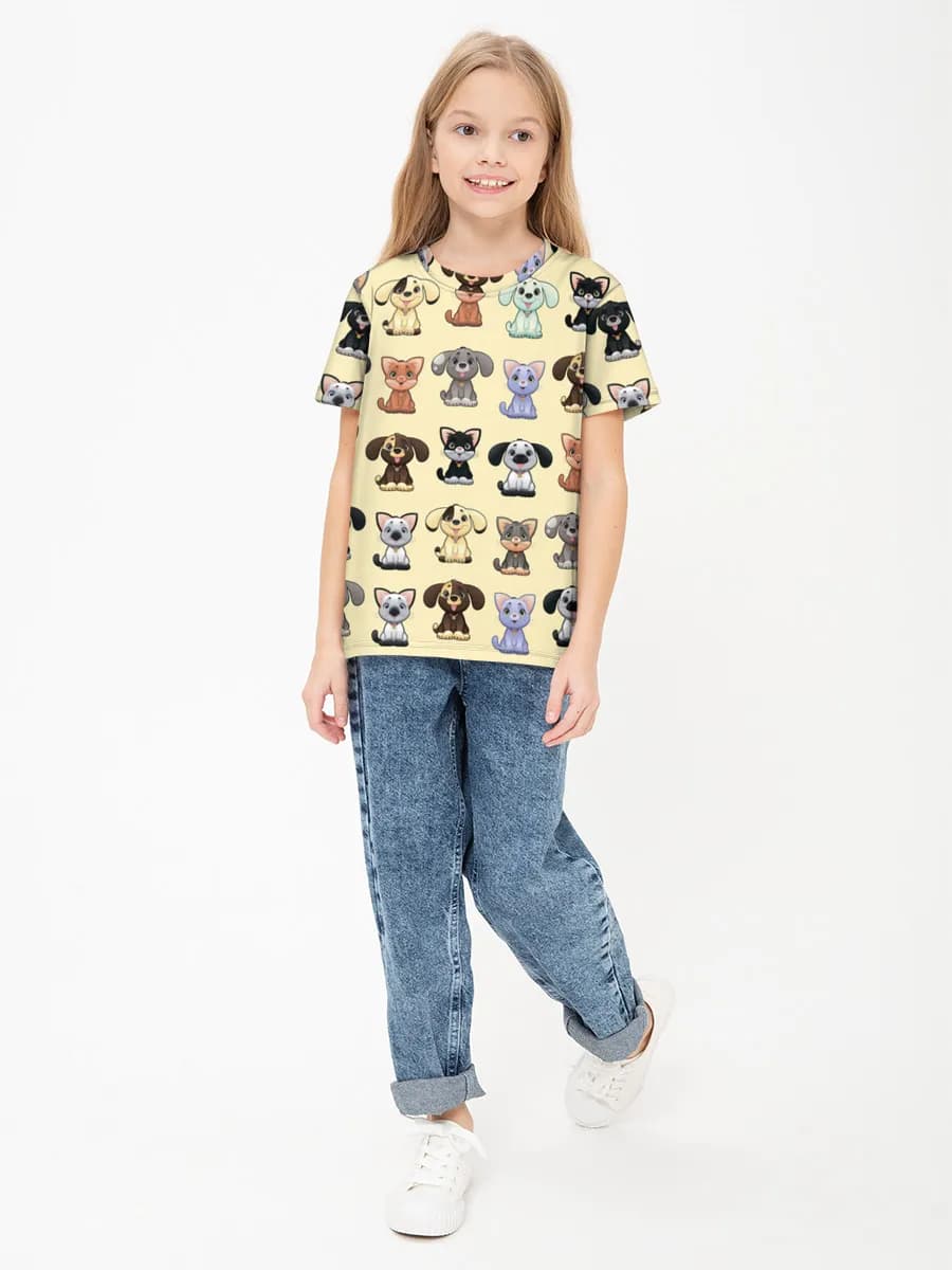 Girls' basic cotton T-shirt
