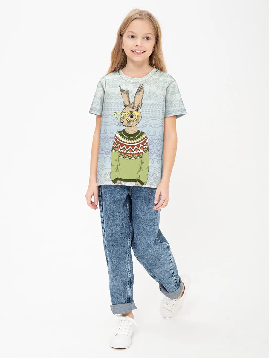 Girls' basic cotton T-shirt