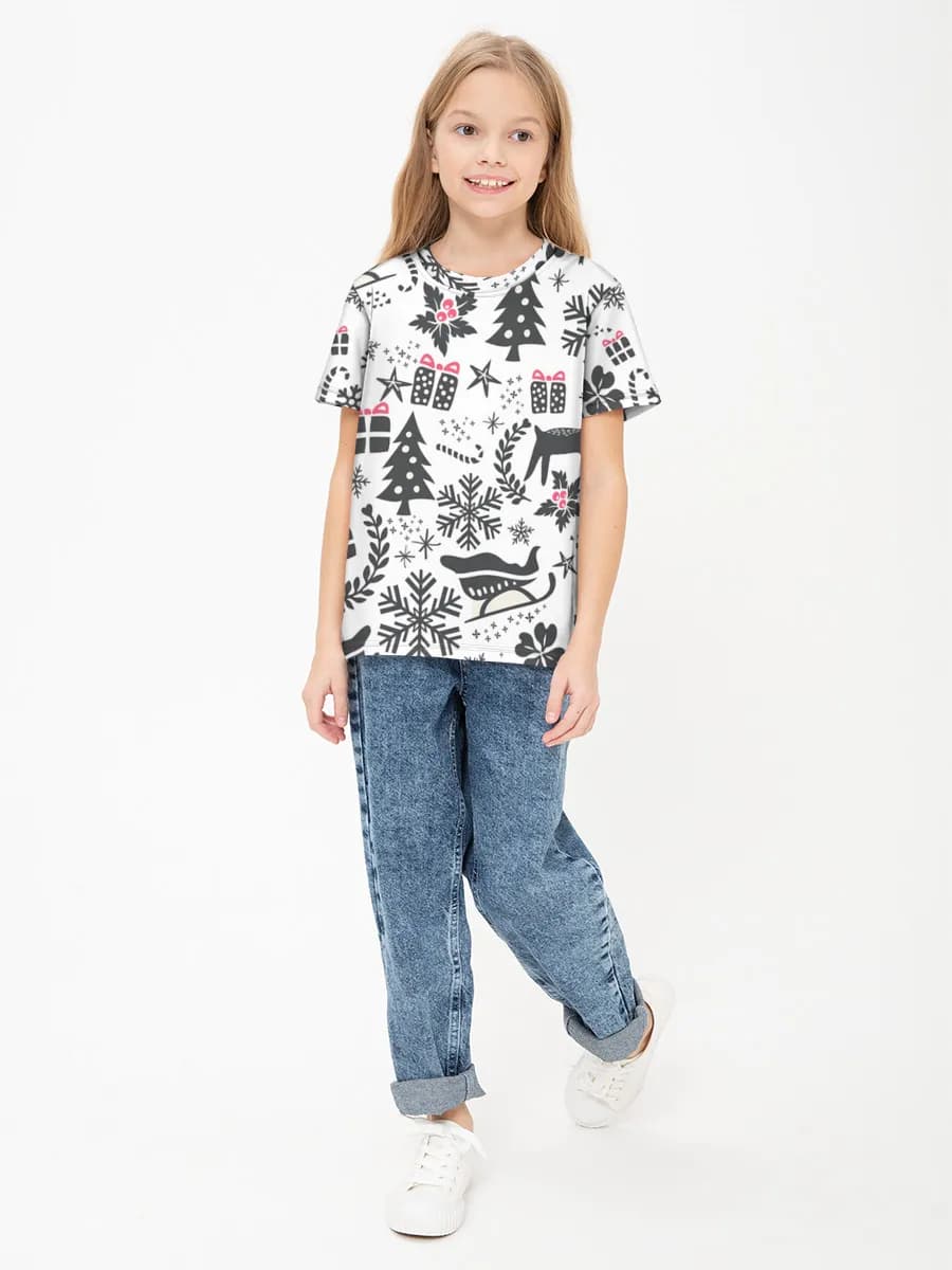 Girls' basic cotton T-shirt