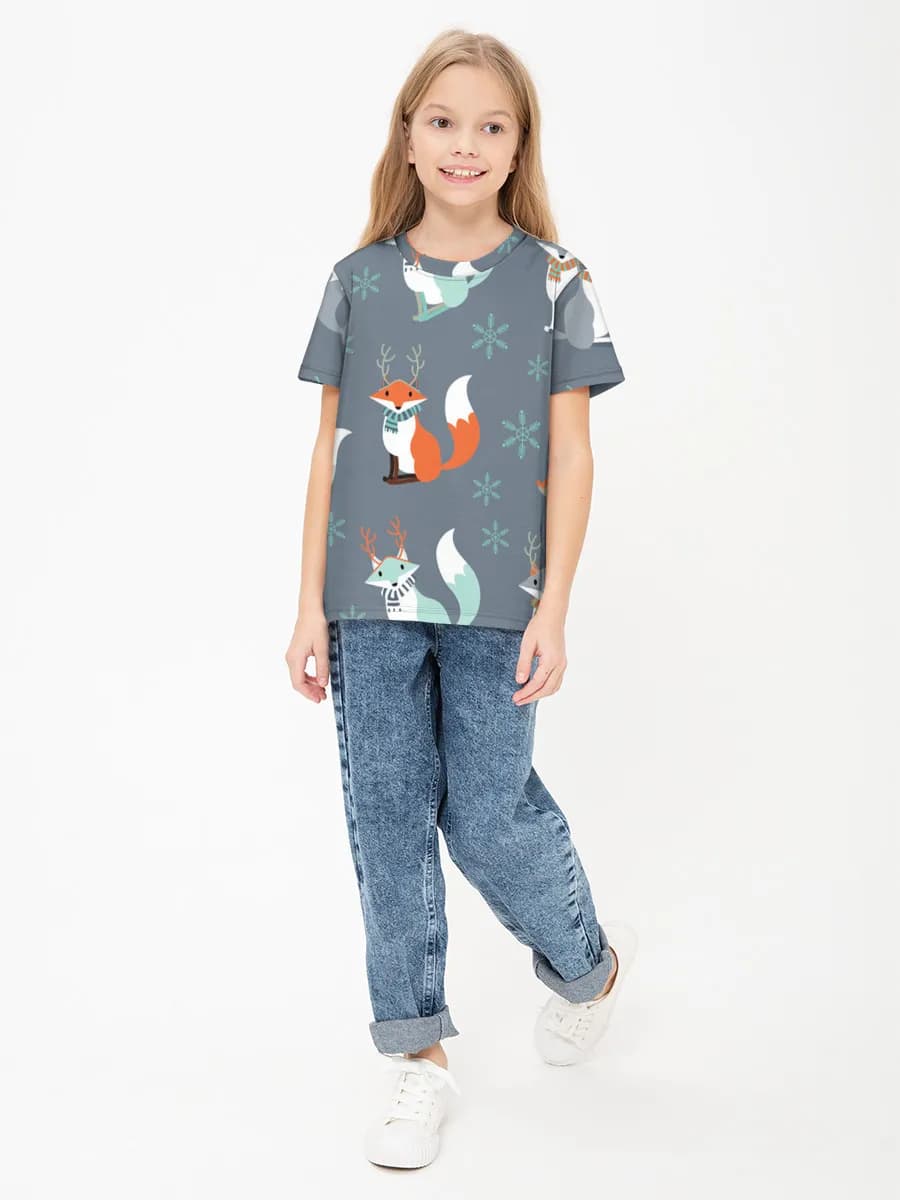 Girls' basic cotton T-shirt