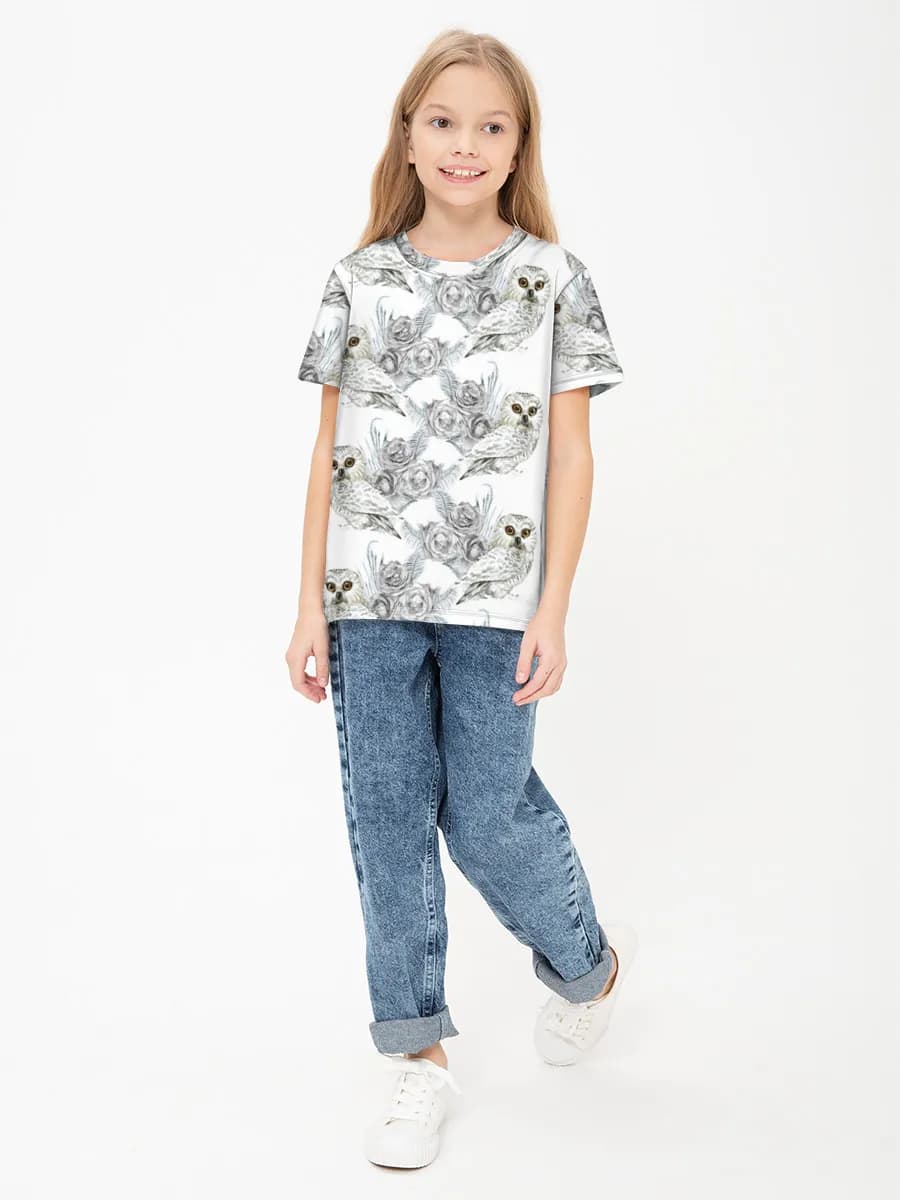 Girls' basic cotton T-shirt