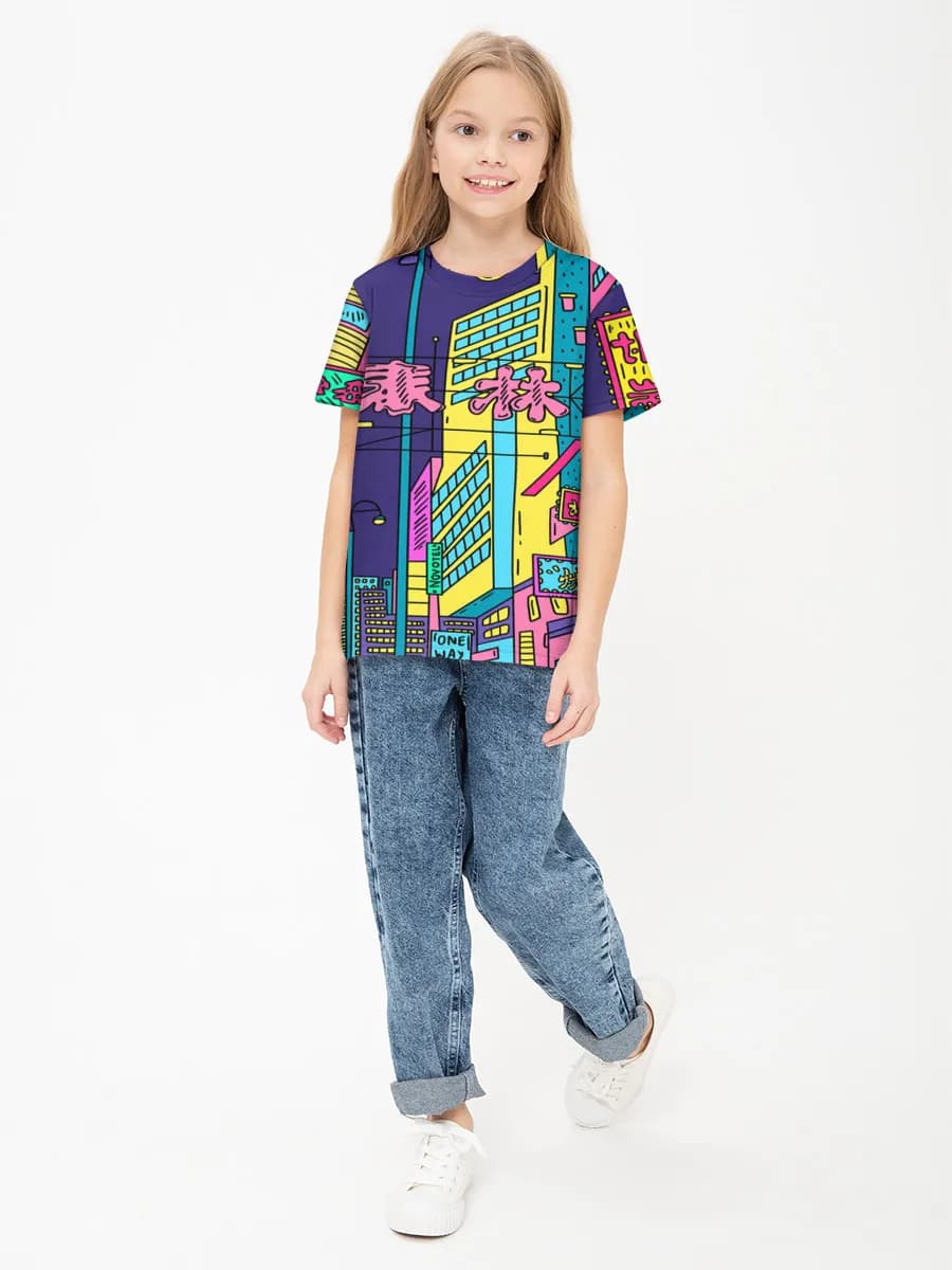 Girls' basic cotton T-shirt
