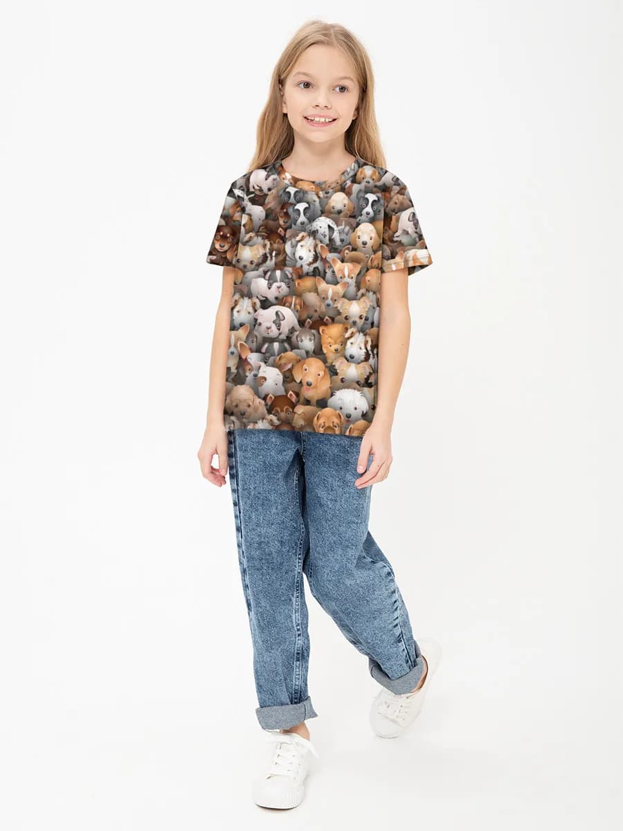 Girls' basic cotton T-shirt