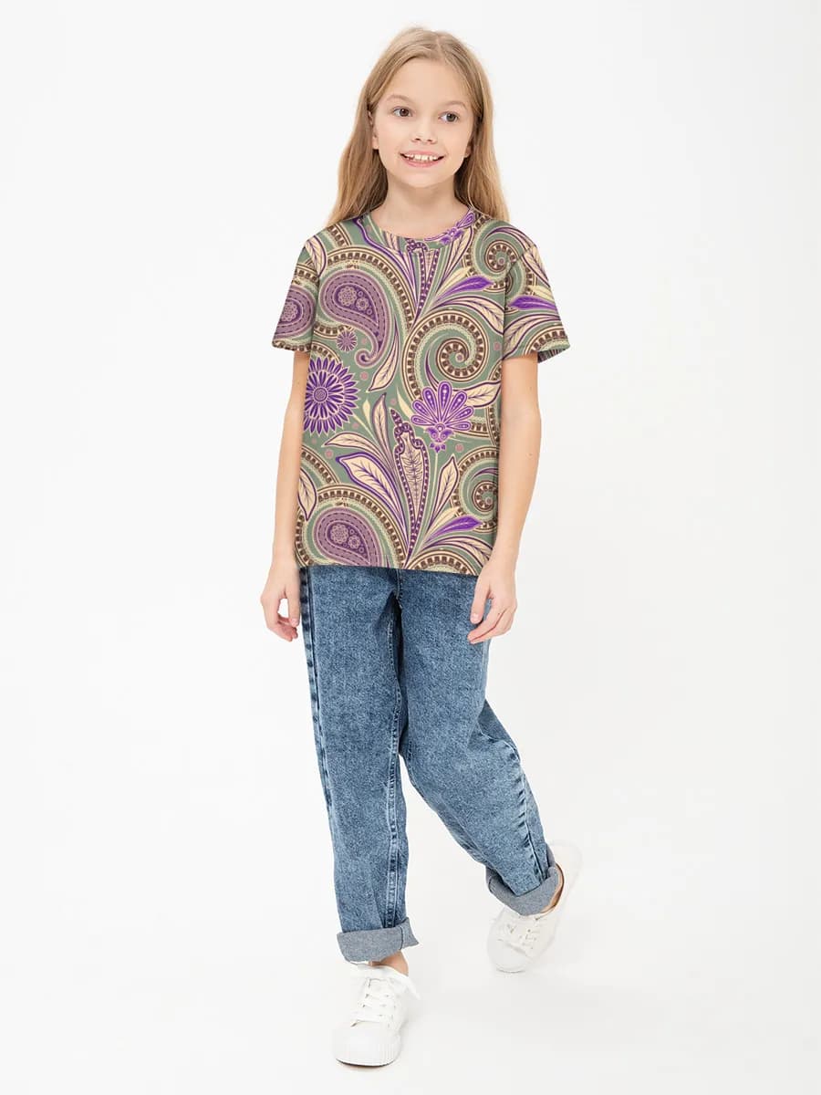 Girls' basic cotton T-shirt