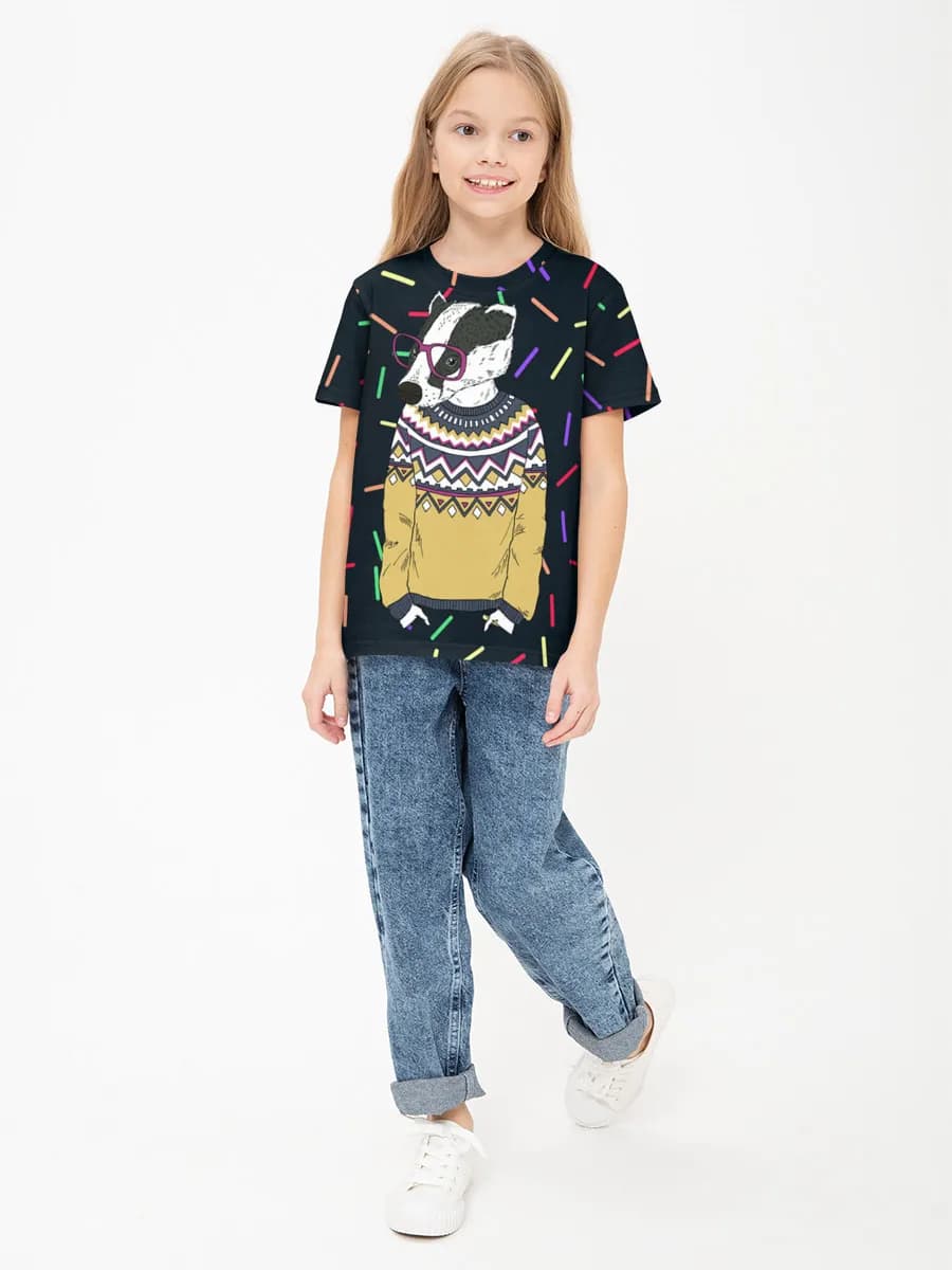 Girls' basic cotton T-shirt