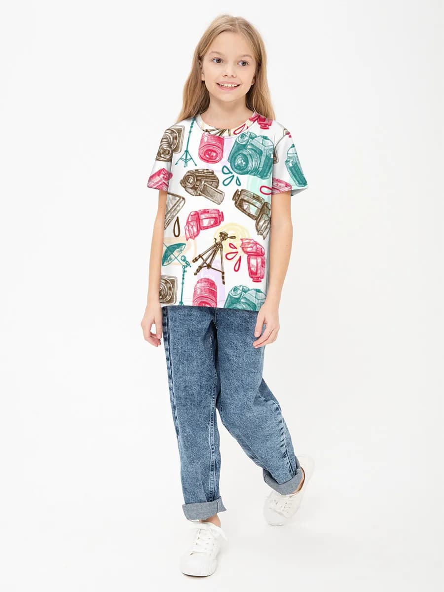 Girls' basic cotton T-shirt