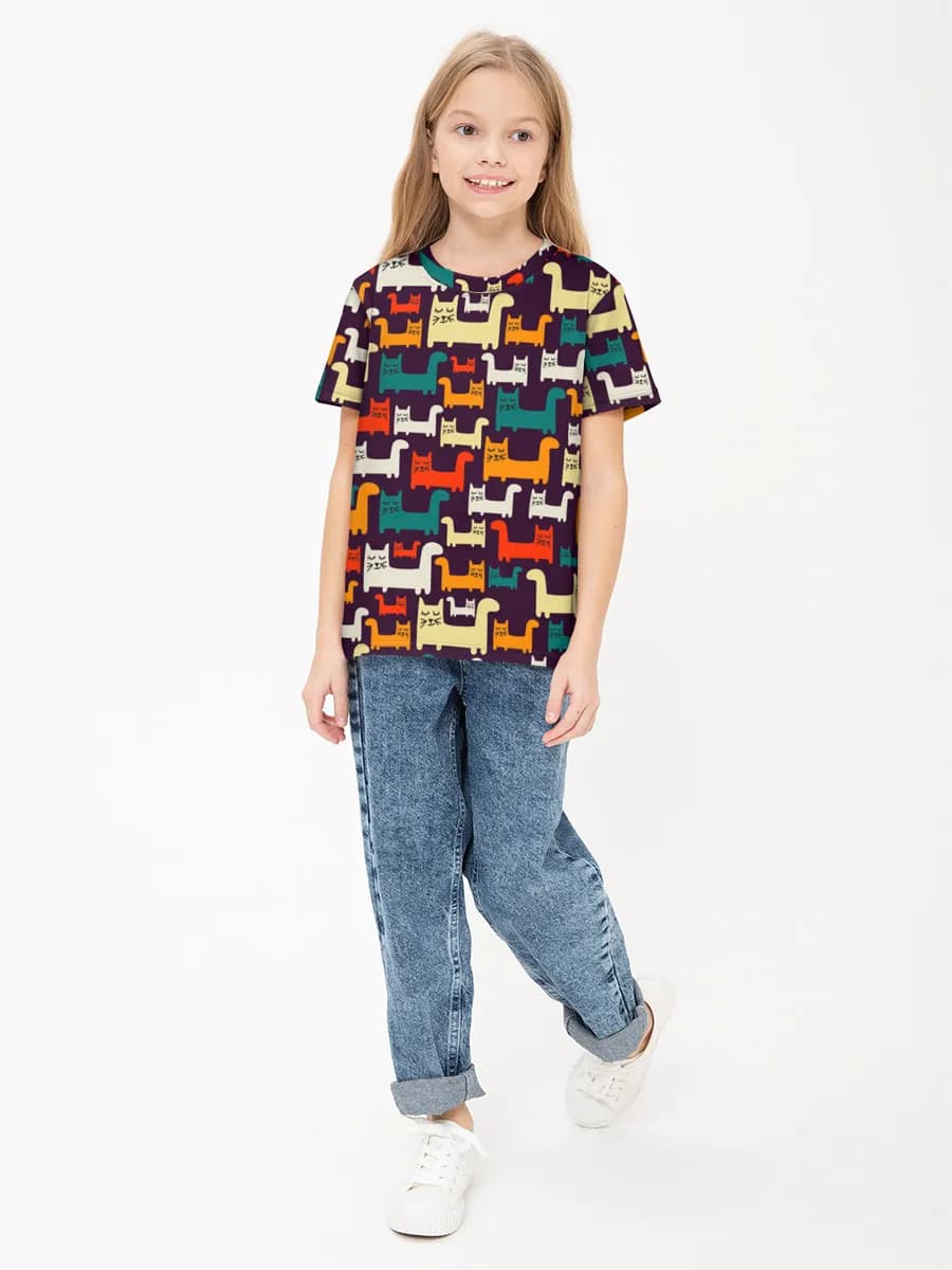 Girls' basic cotton T-shirt