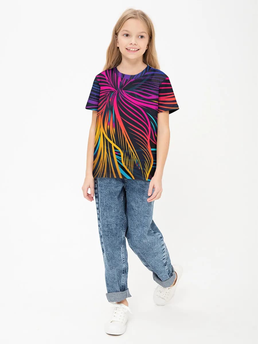 Girls' basic cotton T-shirt