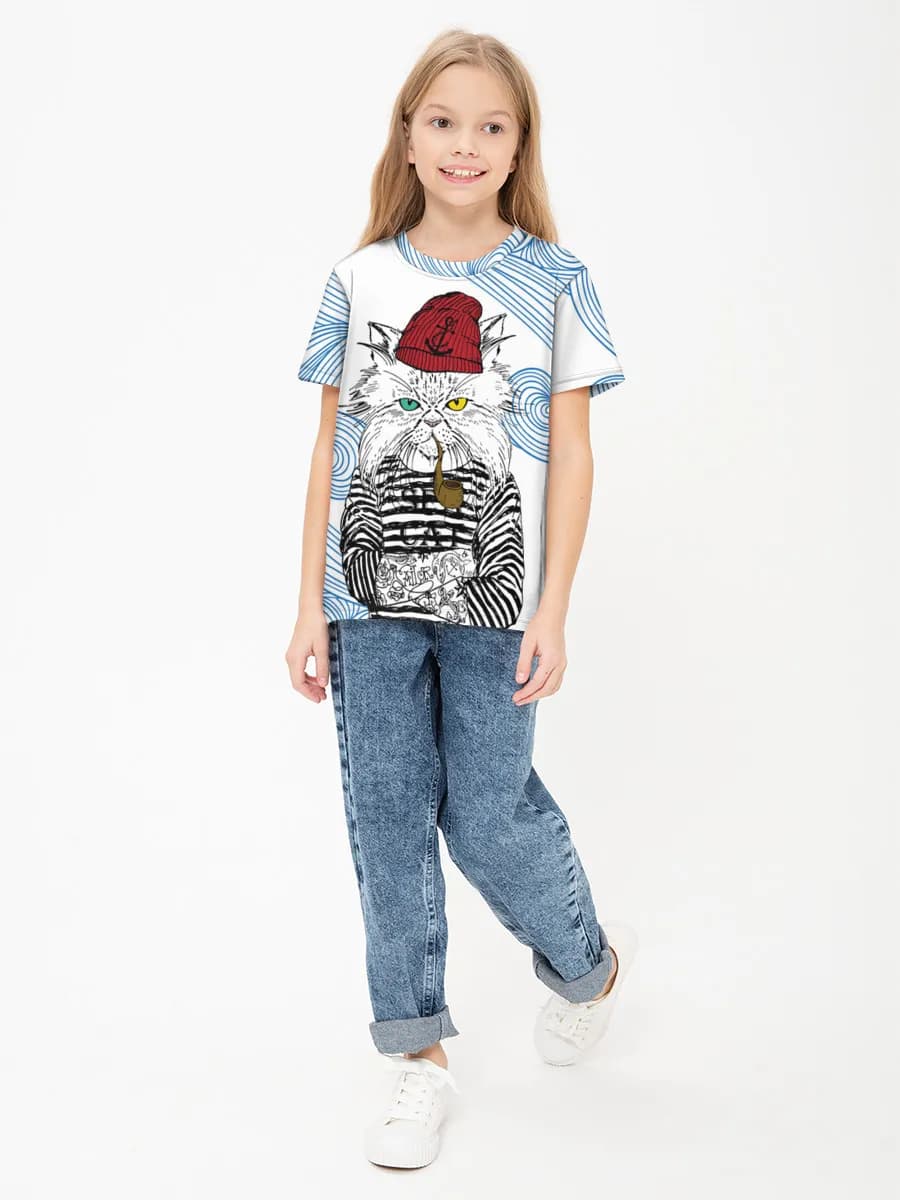 Girls' basic cotton T-shirt