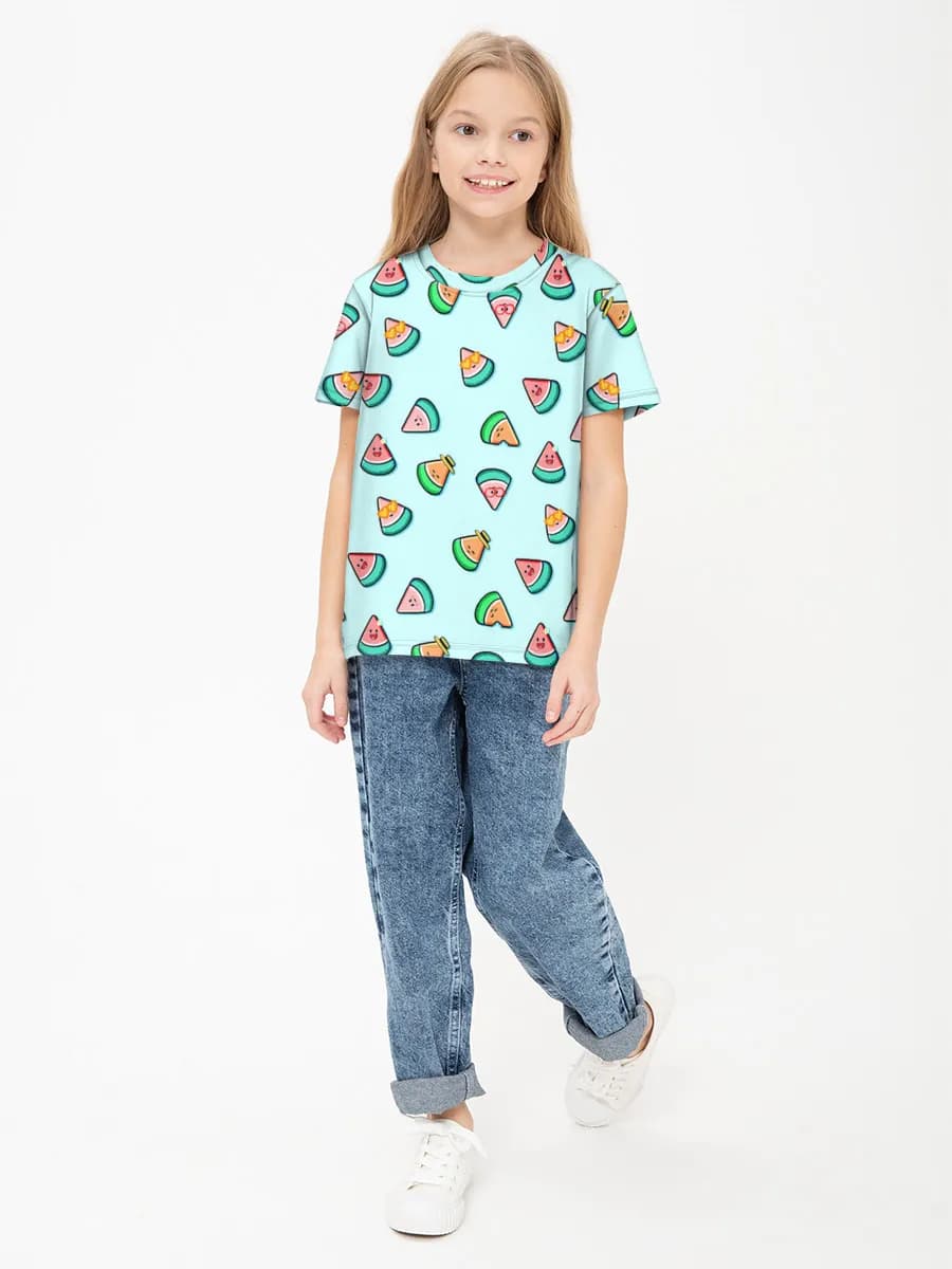 Girls' basic cotton T-shirt