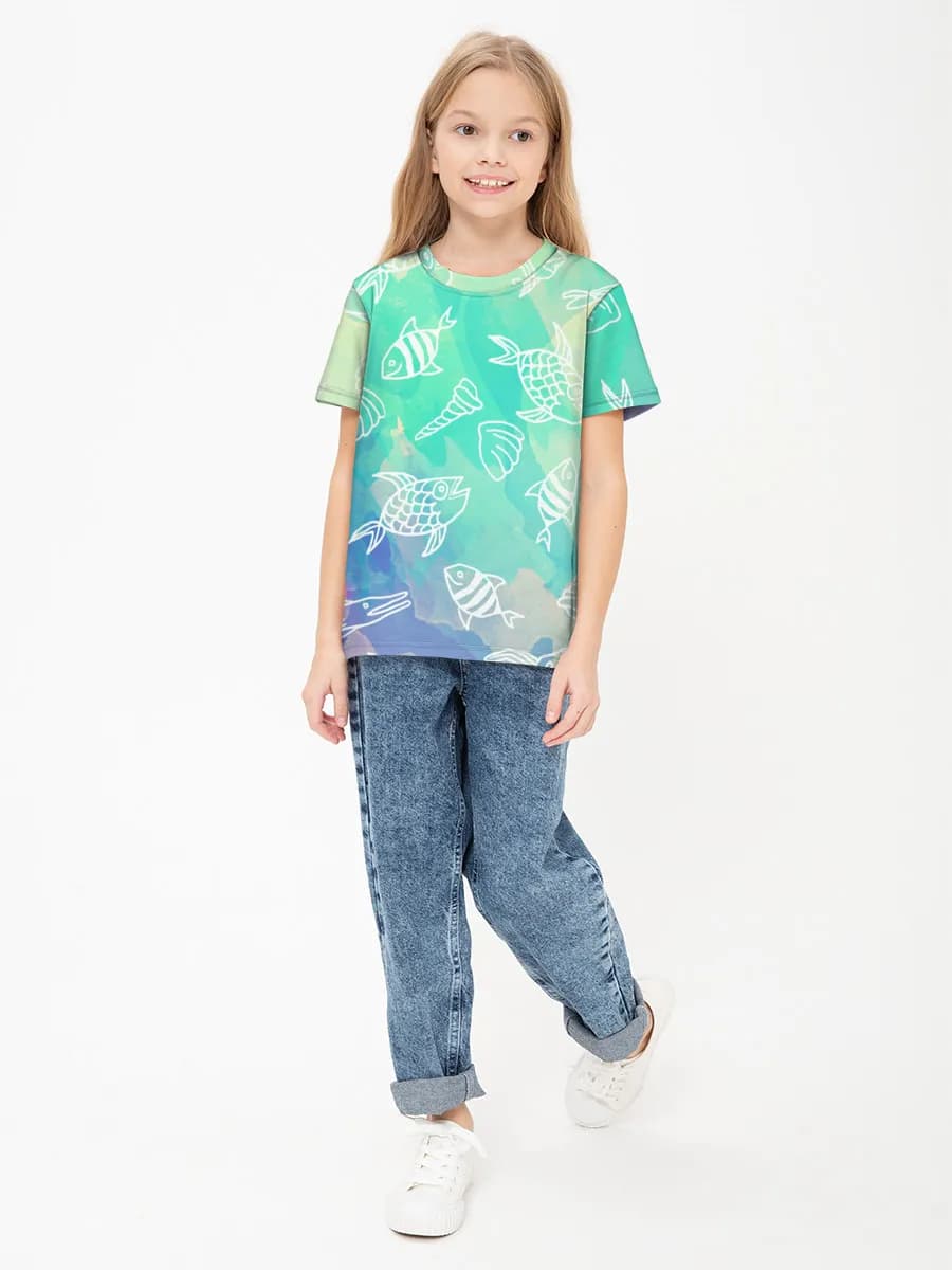 Girls' basic cotton T-shirt