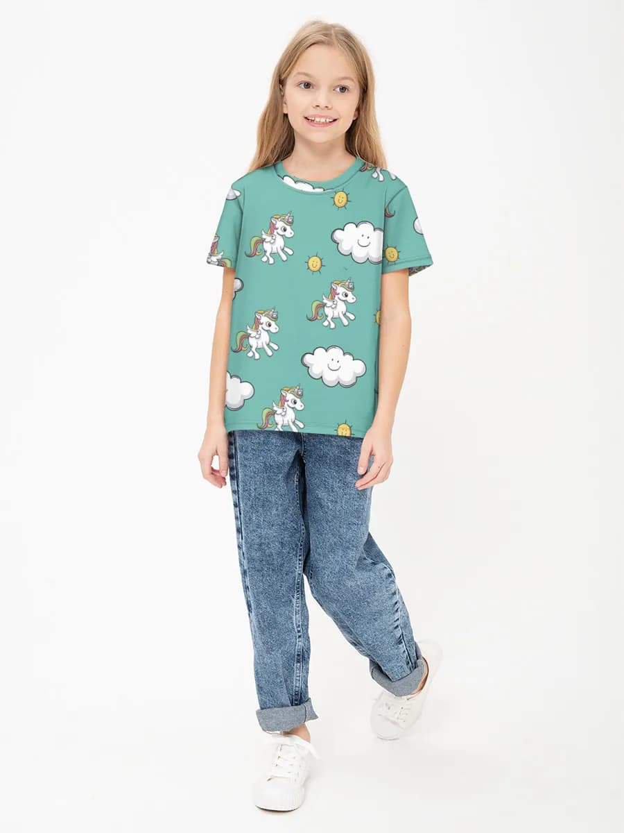 Girls' basic cotton T-shirt