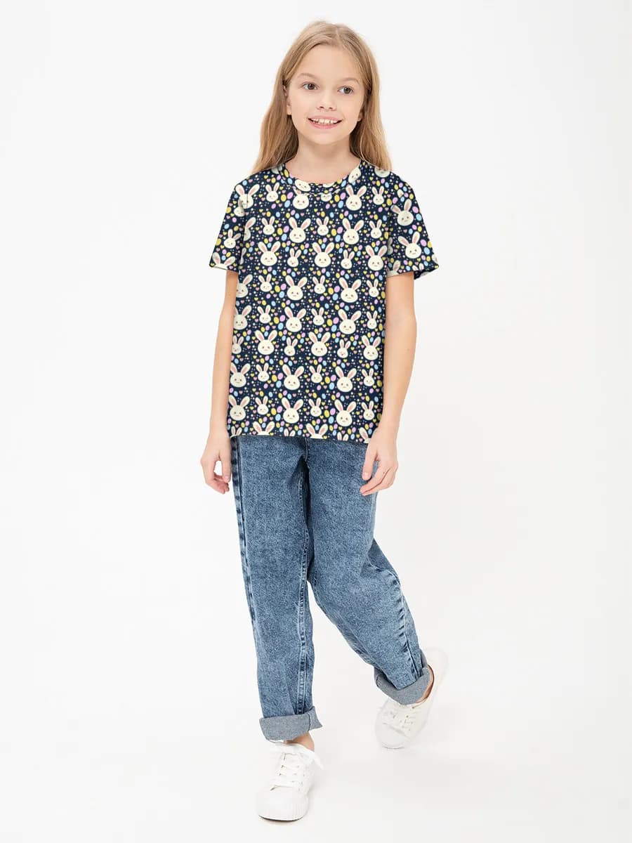 Girls' basic cotton T-shirt