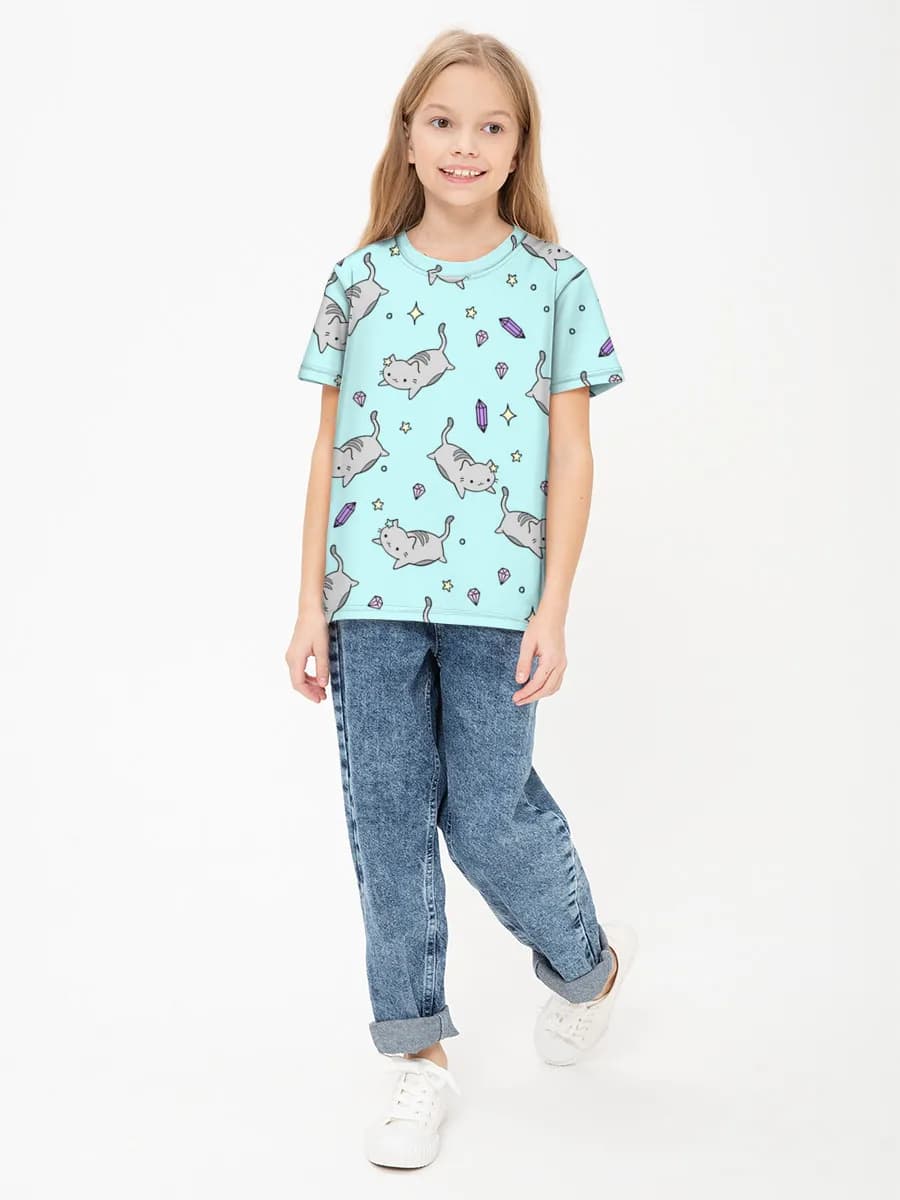 Girls' basic cotton T-shirt