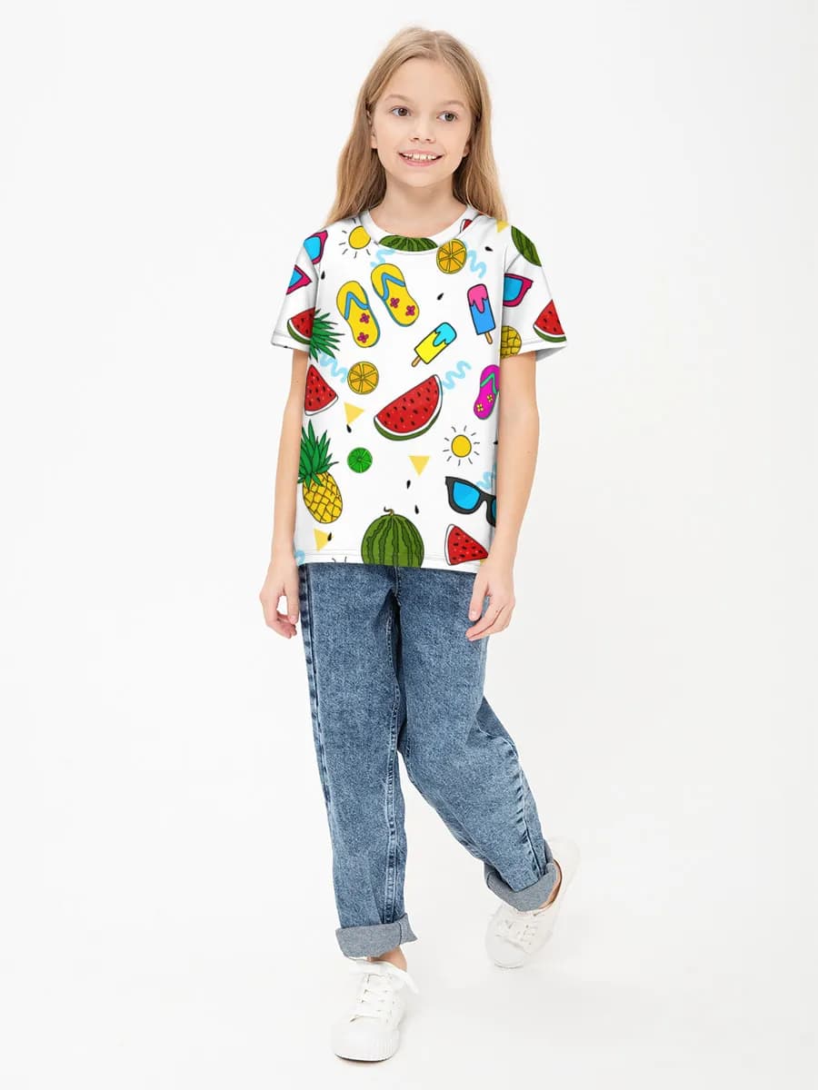 Girls' basic cotton T-shirt