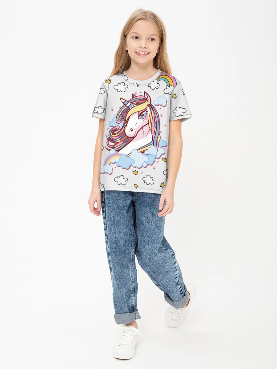 Girls' basic cotton T-shirt