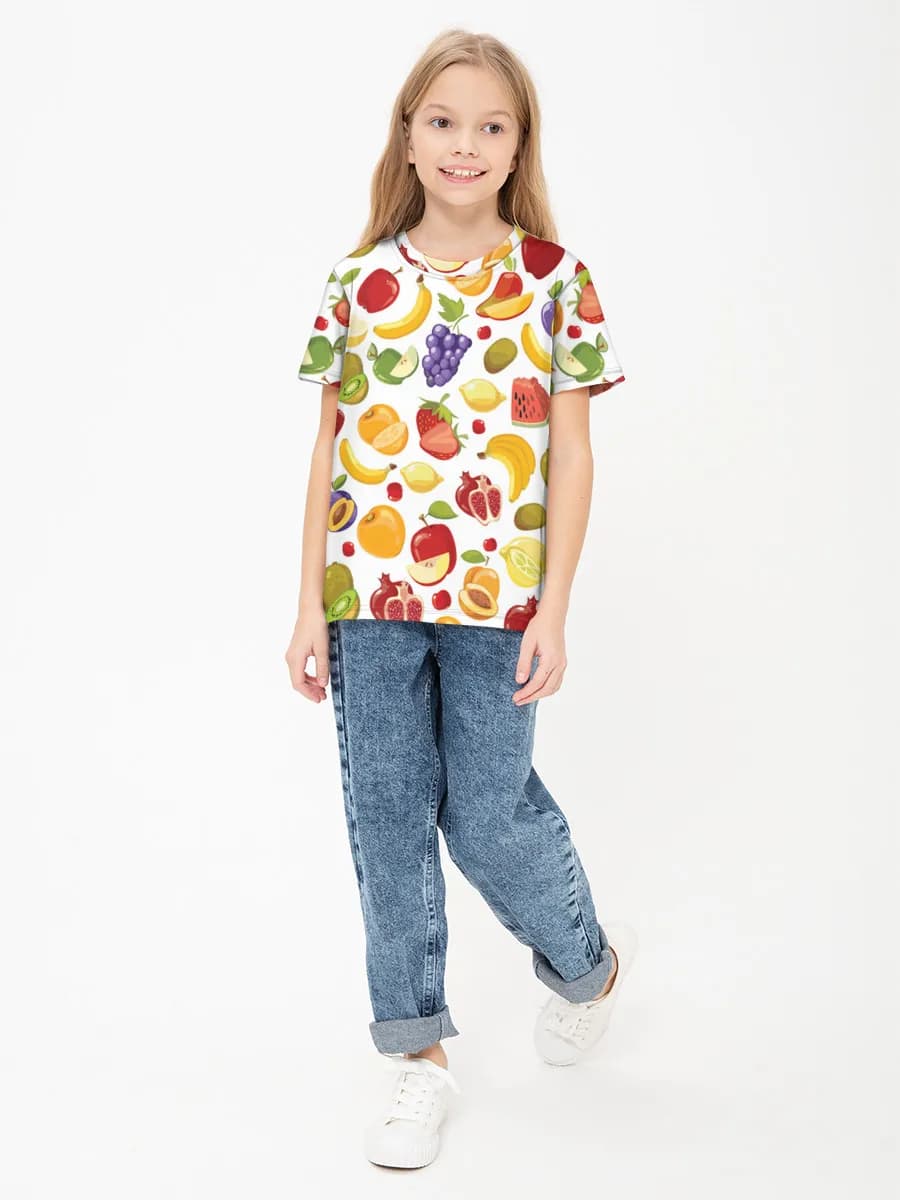Girls' basic cotton T-shirt
