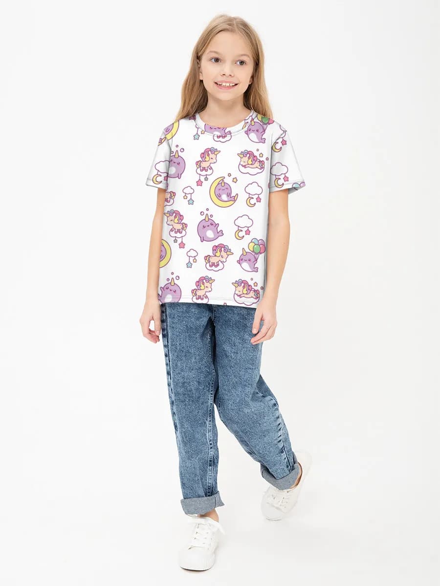 Girls' basic cotton T-shirt