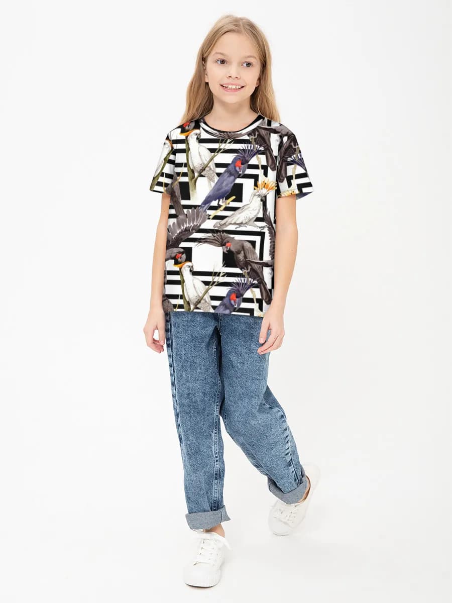 Girls' basic cotton T-shirt