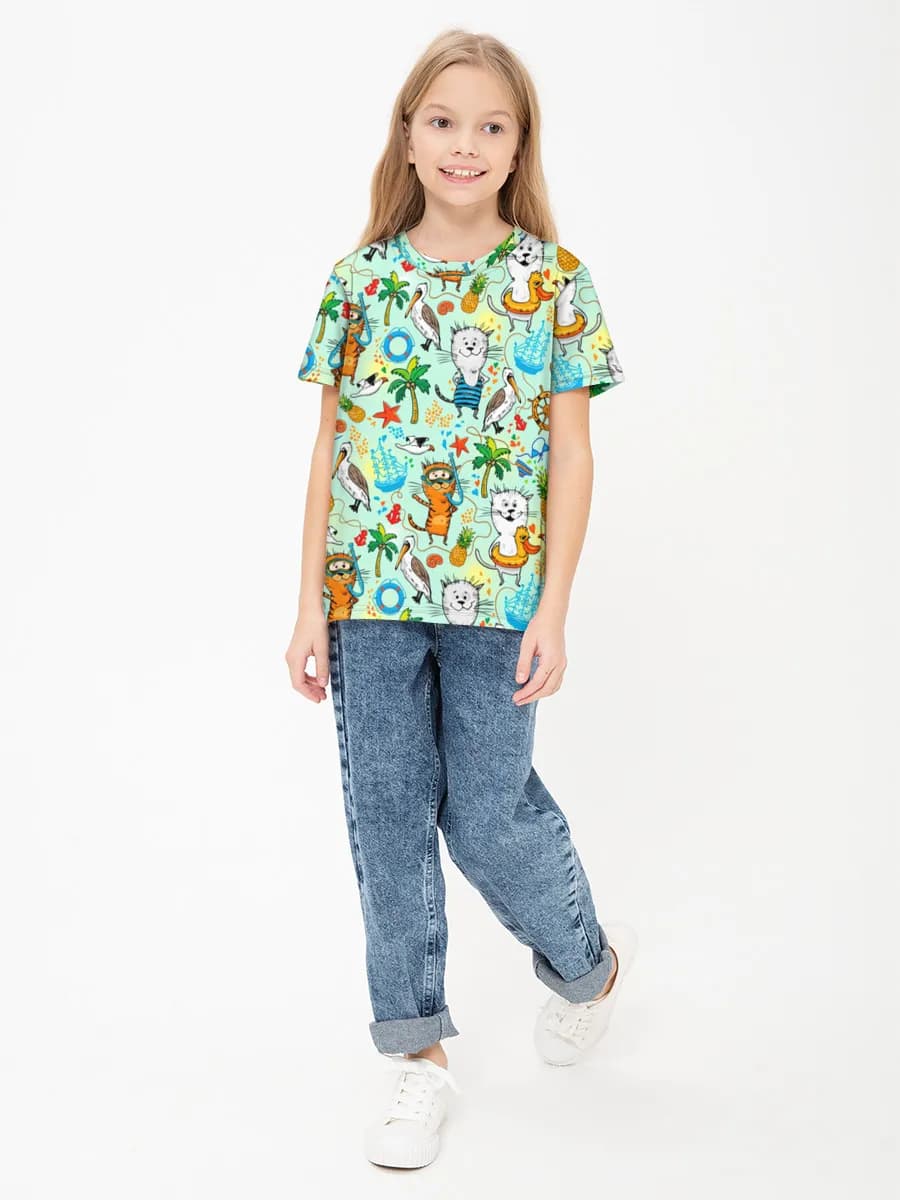 Girls' basic cotton T-shirt