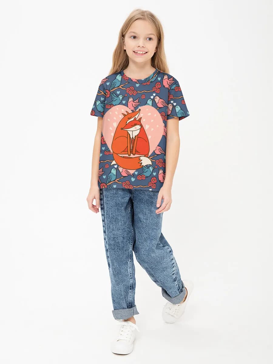 Girls' basic cotton T-shirt