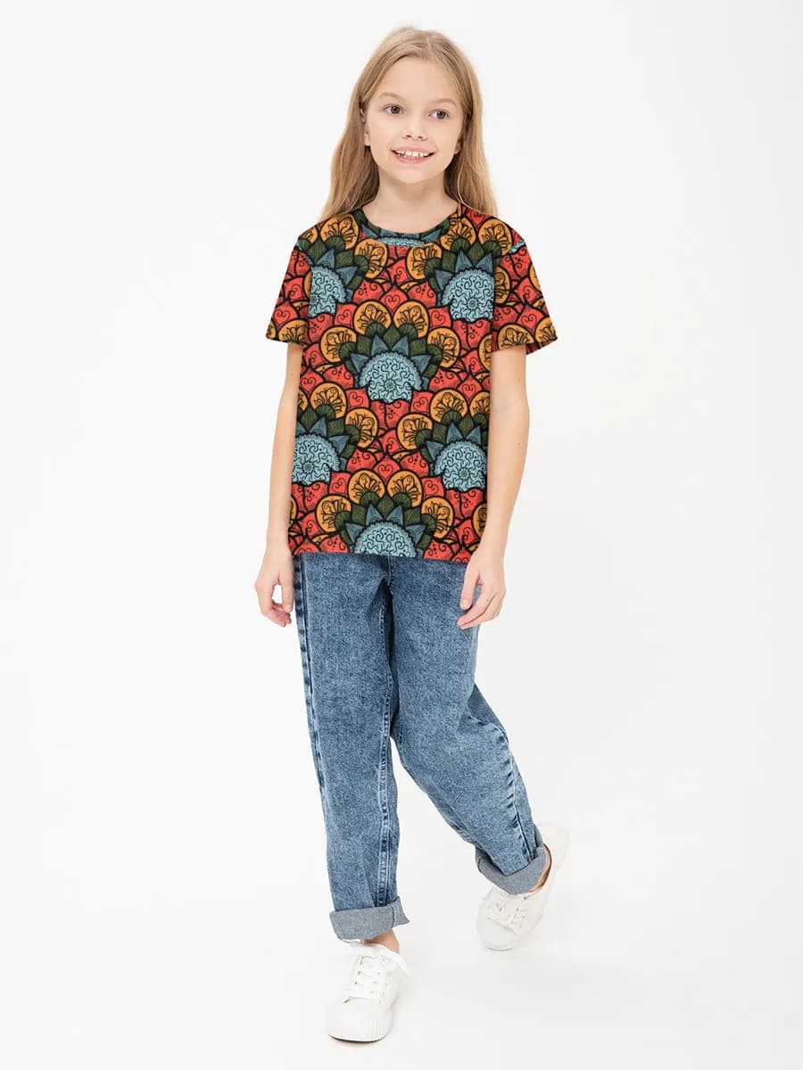 Girls' basic cotton T-shirt