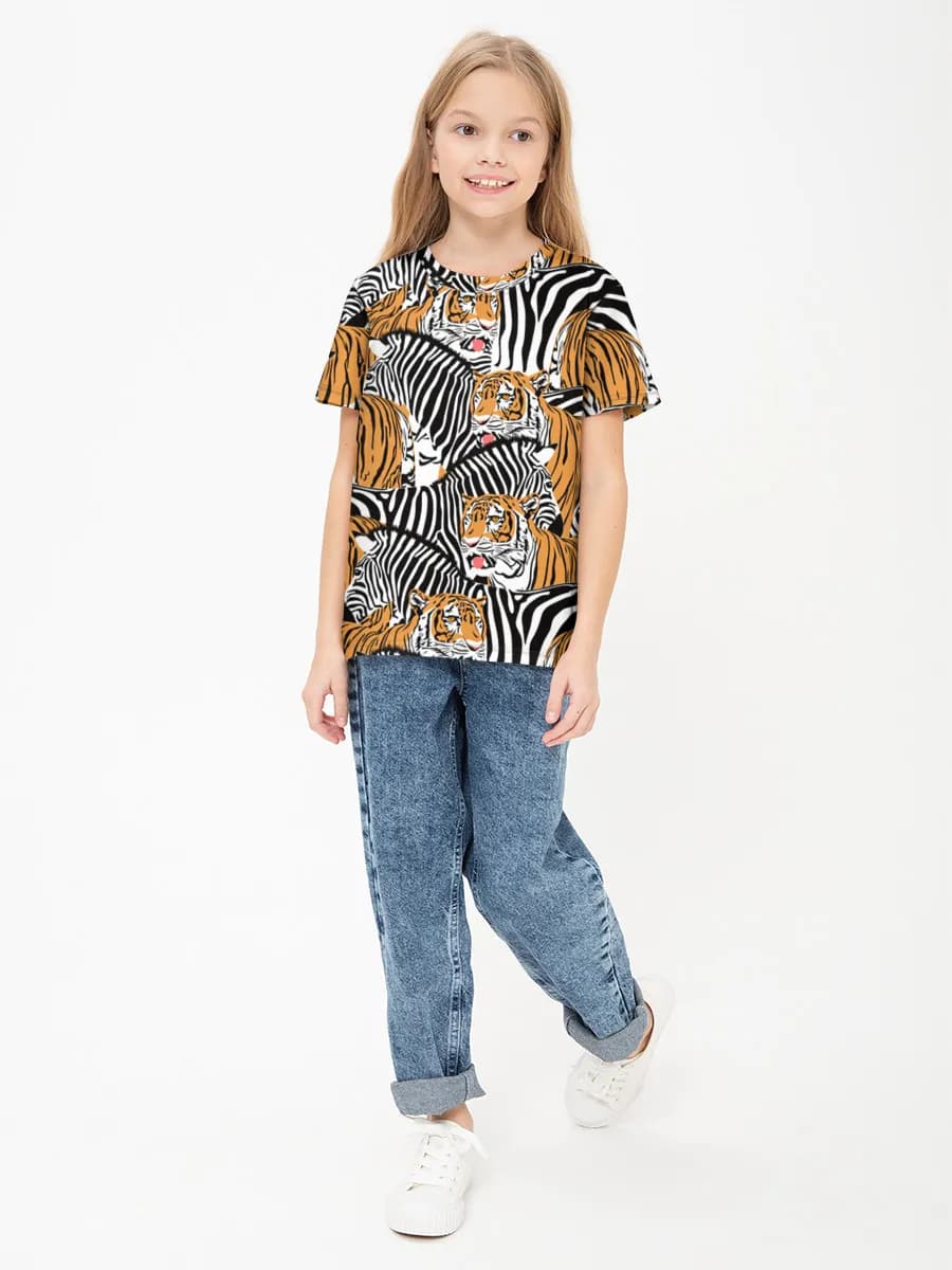Girls' basic cotton T-shirt