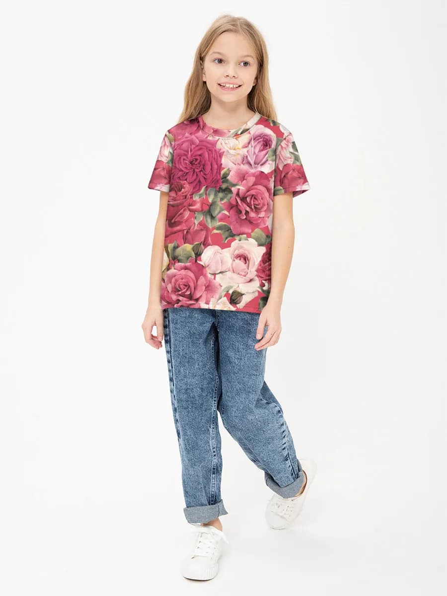 Girls' basic cotton T-shirt