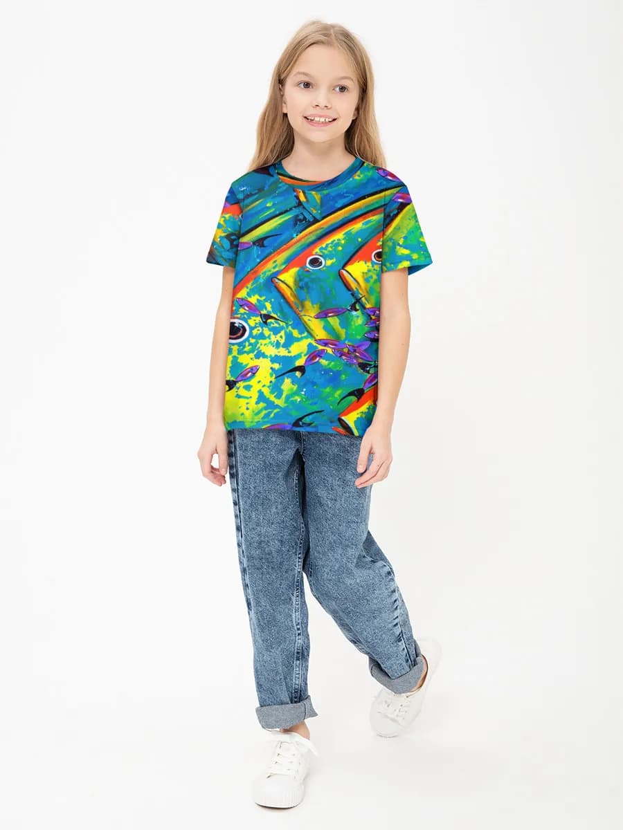 Girls' basic cotton T-shirt