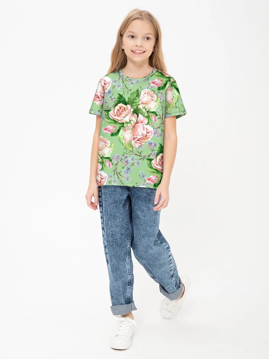 Girls' basic cotton T-shirt