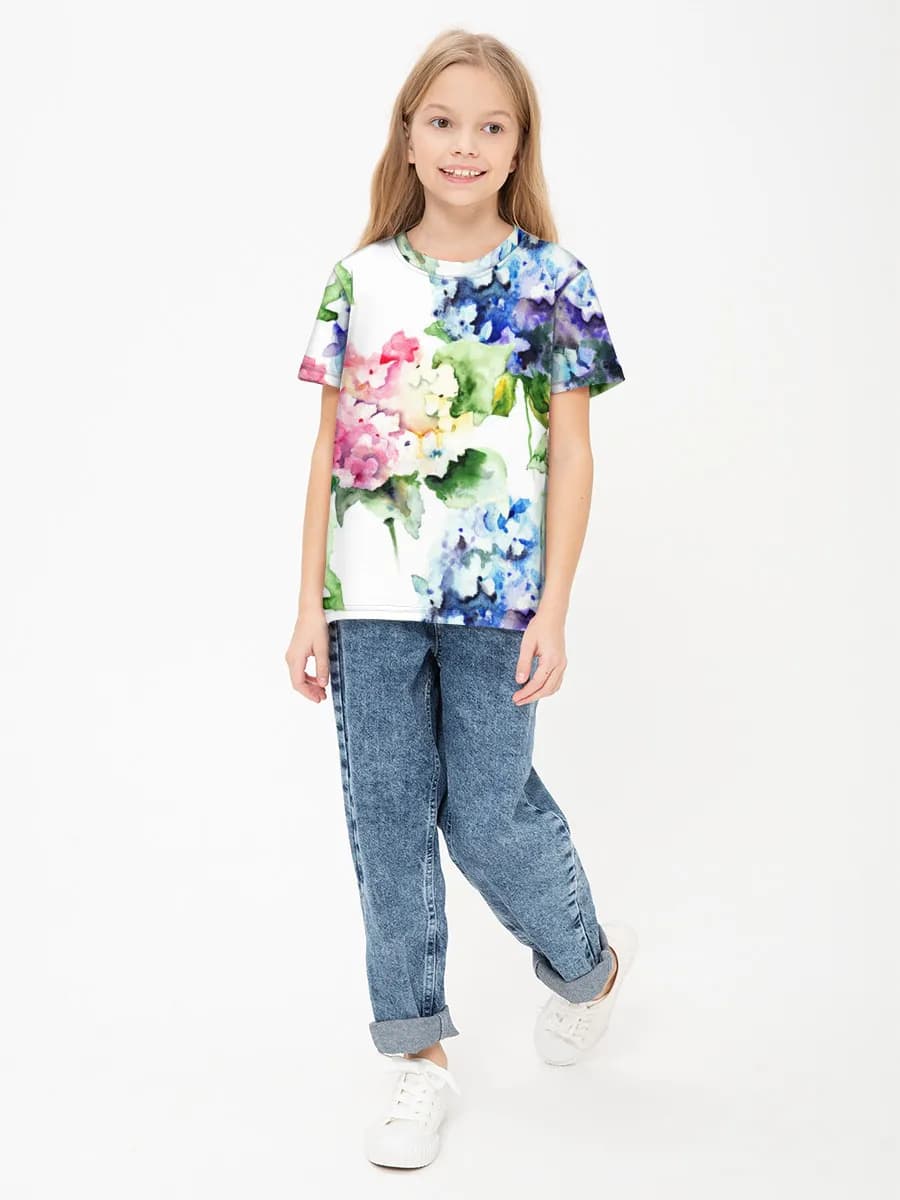 Girls' basic cotton T-shirt