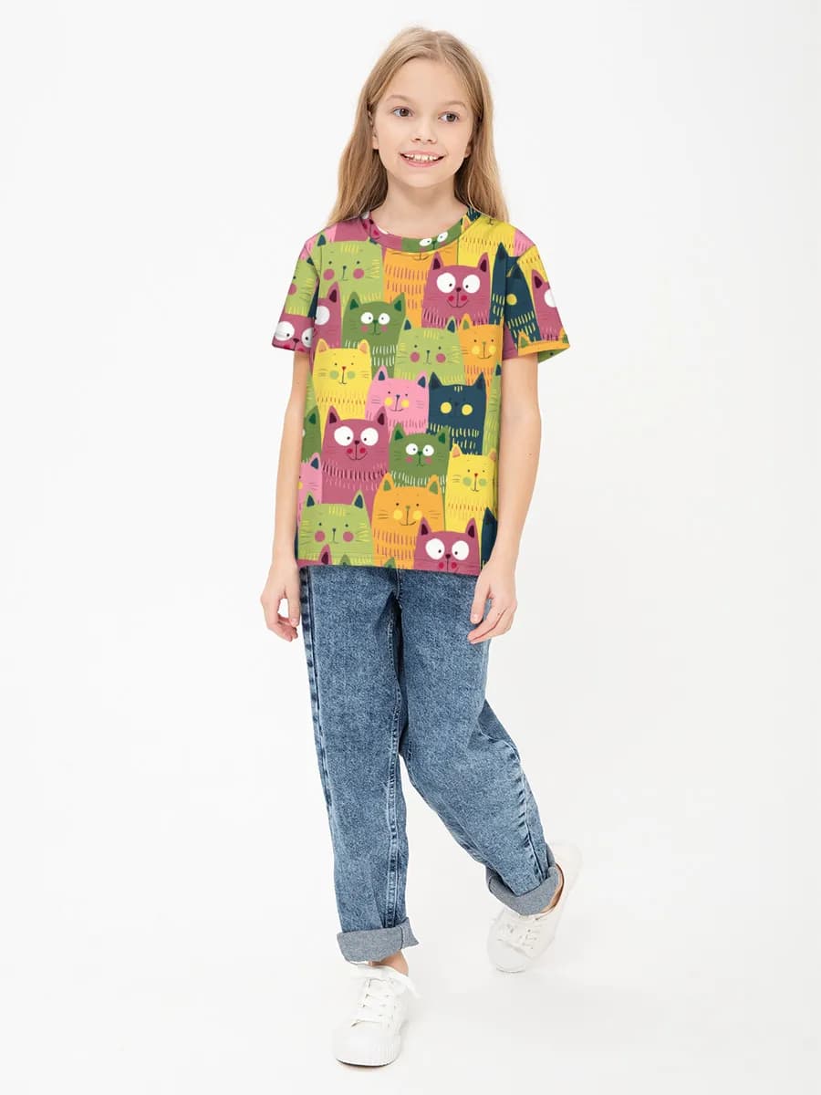 Girls' basic cotton T-shirt