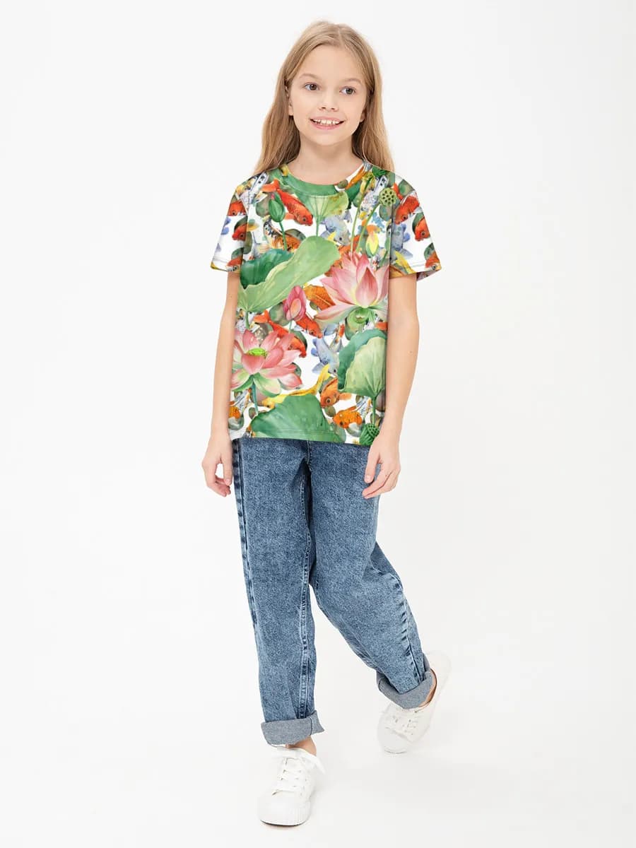 Girls' basic cotton T-shirt