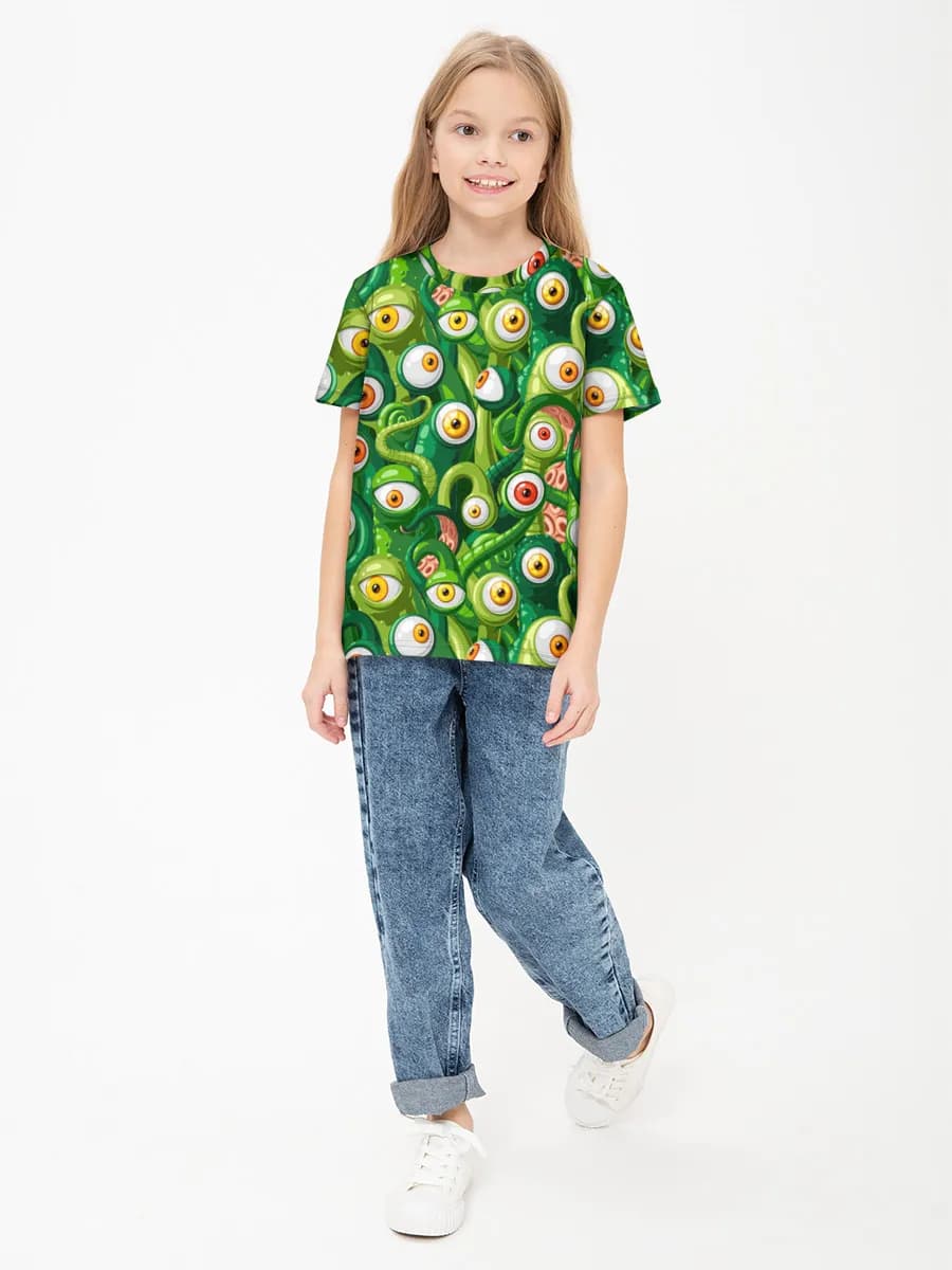 Girls' basic cotton T-shirt