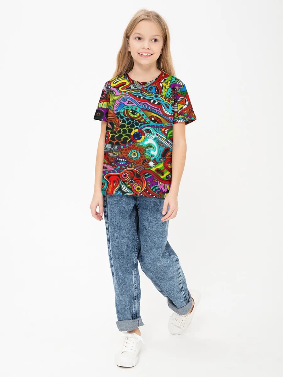 Girls' basic cotton T-shirt