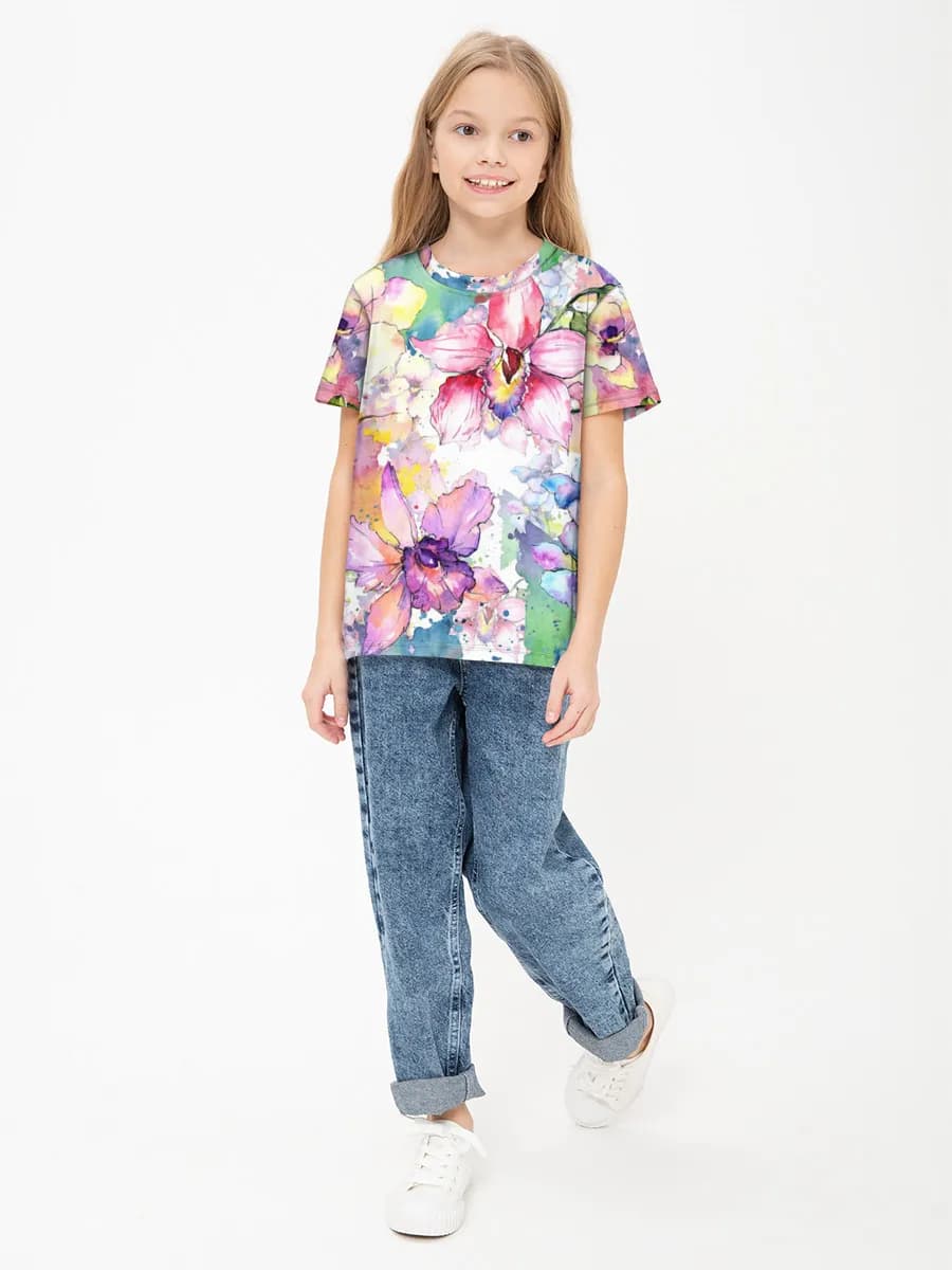 Girls' basic cotton T-shirt