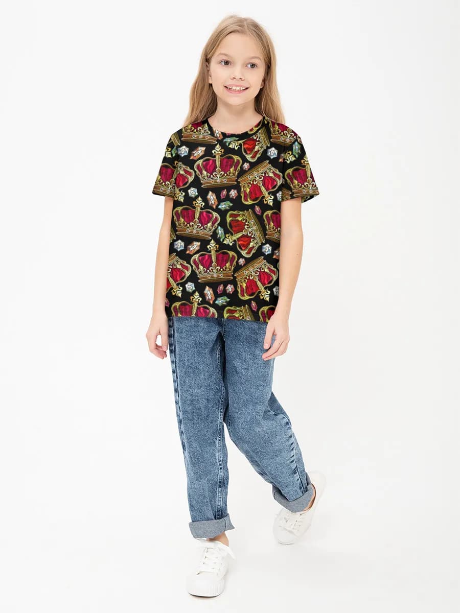 Girls' basic cotton T-shirt