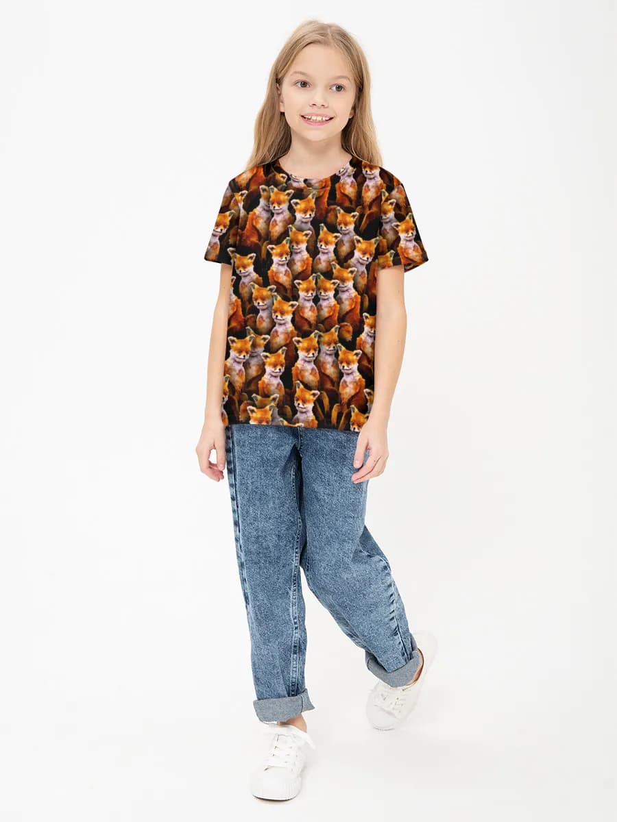 Girls' basic cotton T-shirt