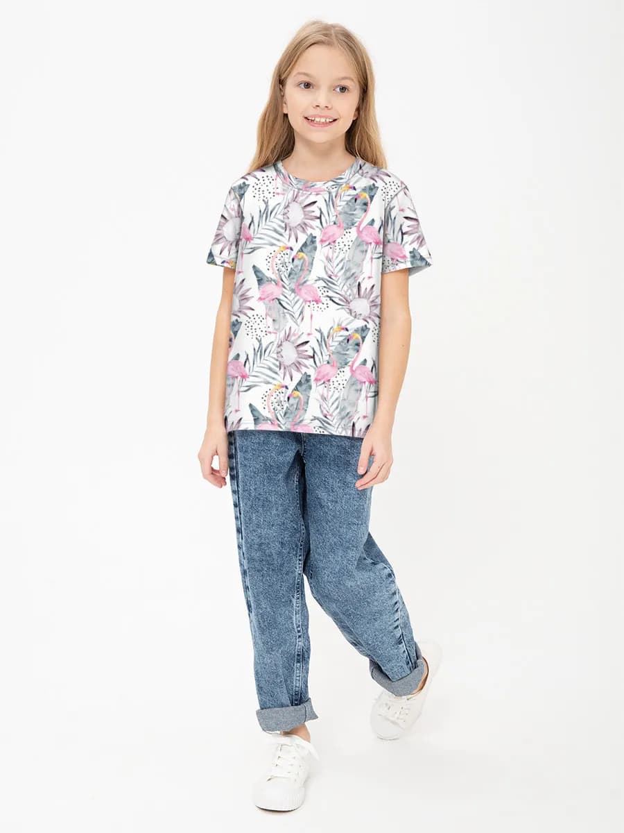 Girls' basic cotton T-shirt